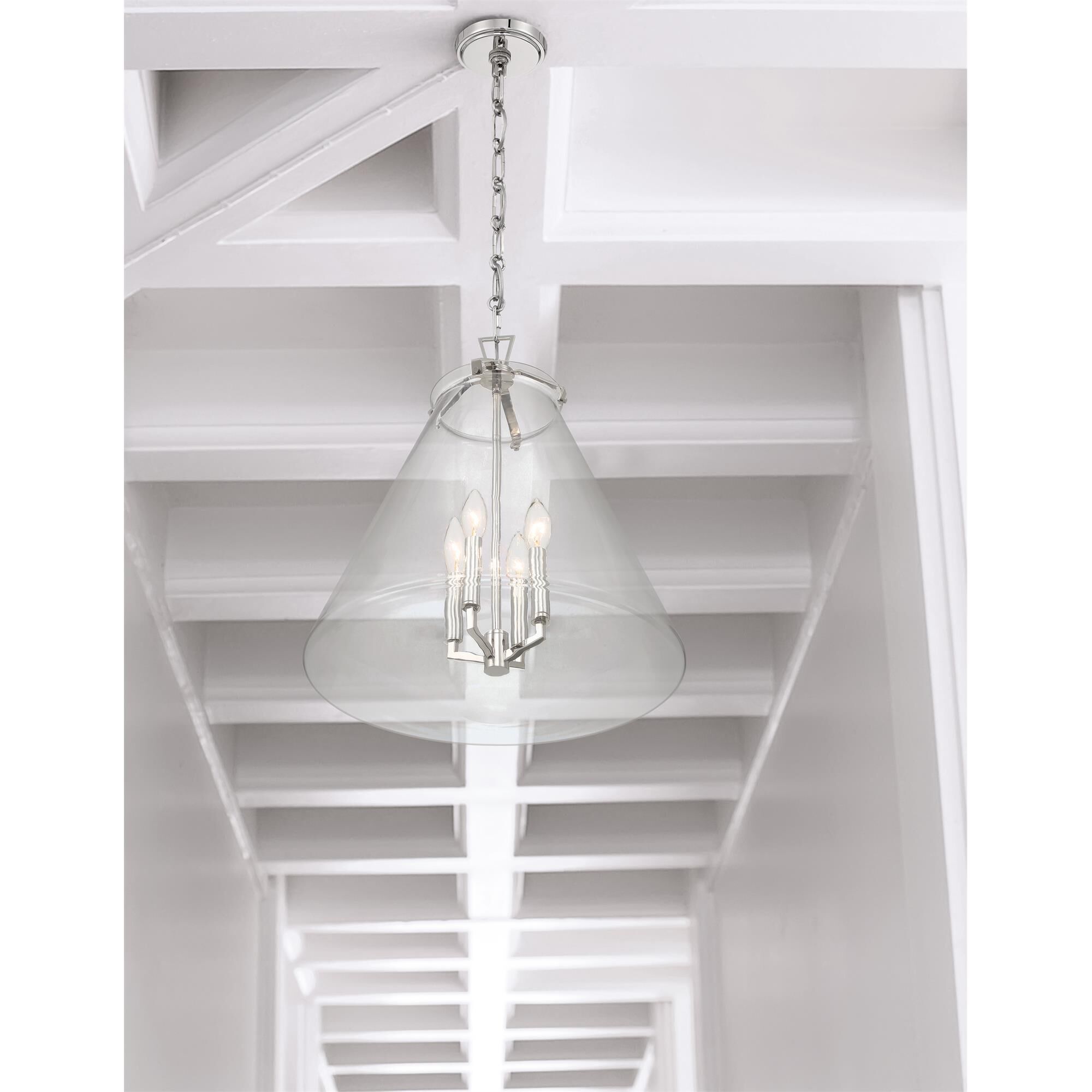 Shown in Polished Nickel finish and Clear glass