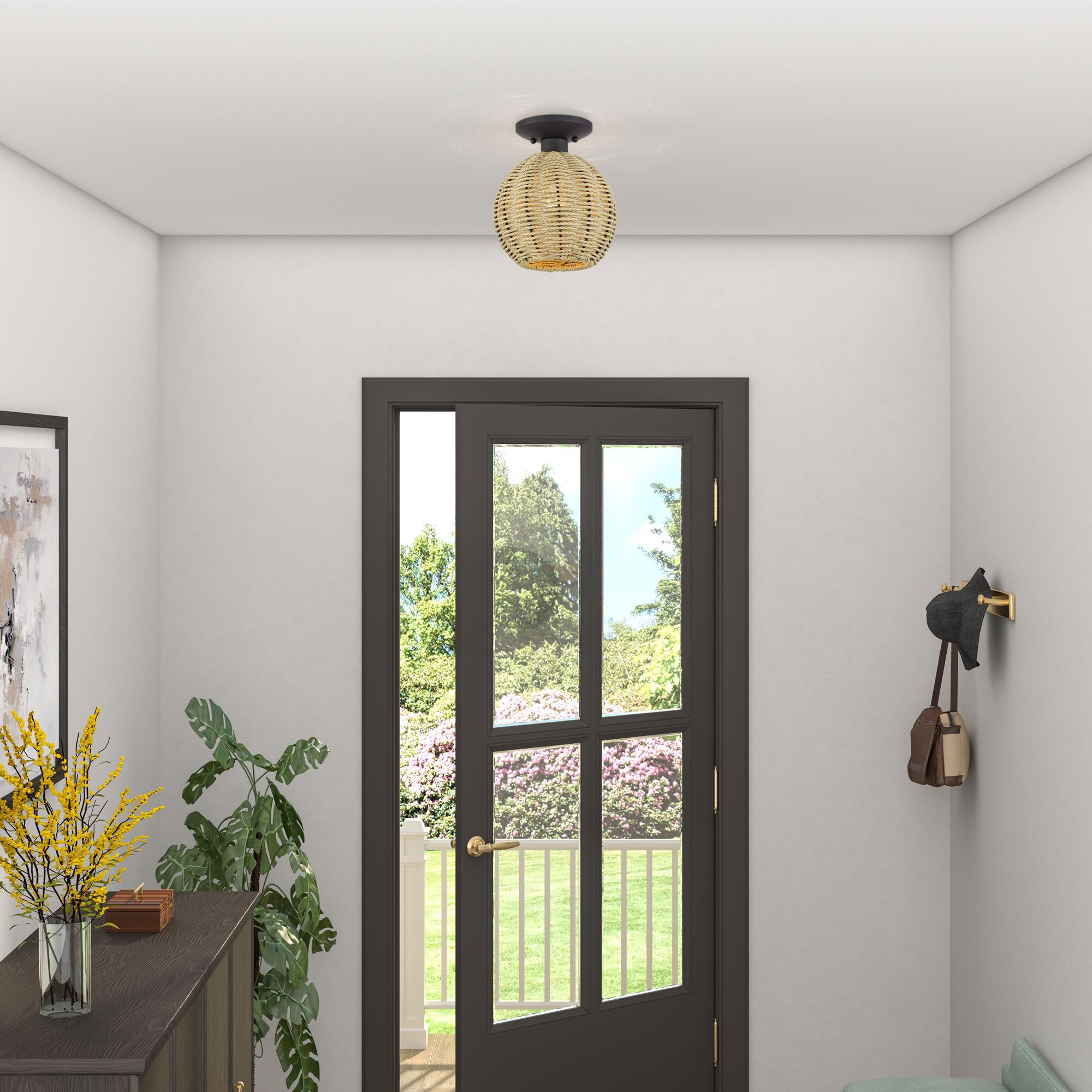 Shown in Bronze finish and Hand-Woven French Beige Paper Rope shade