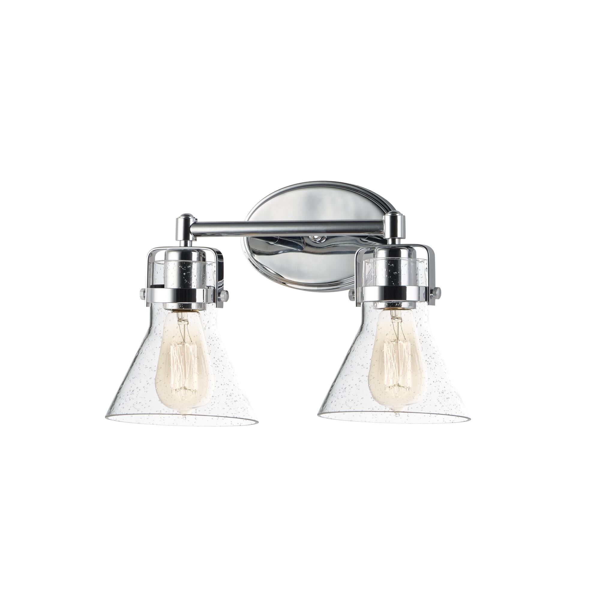 Shown in Polished Chrome finish and Seedy glass and Glass shade