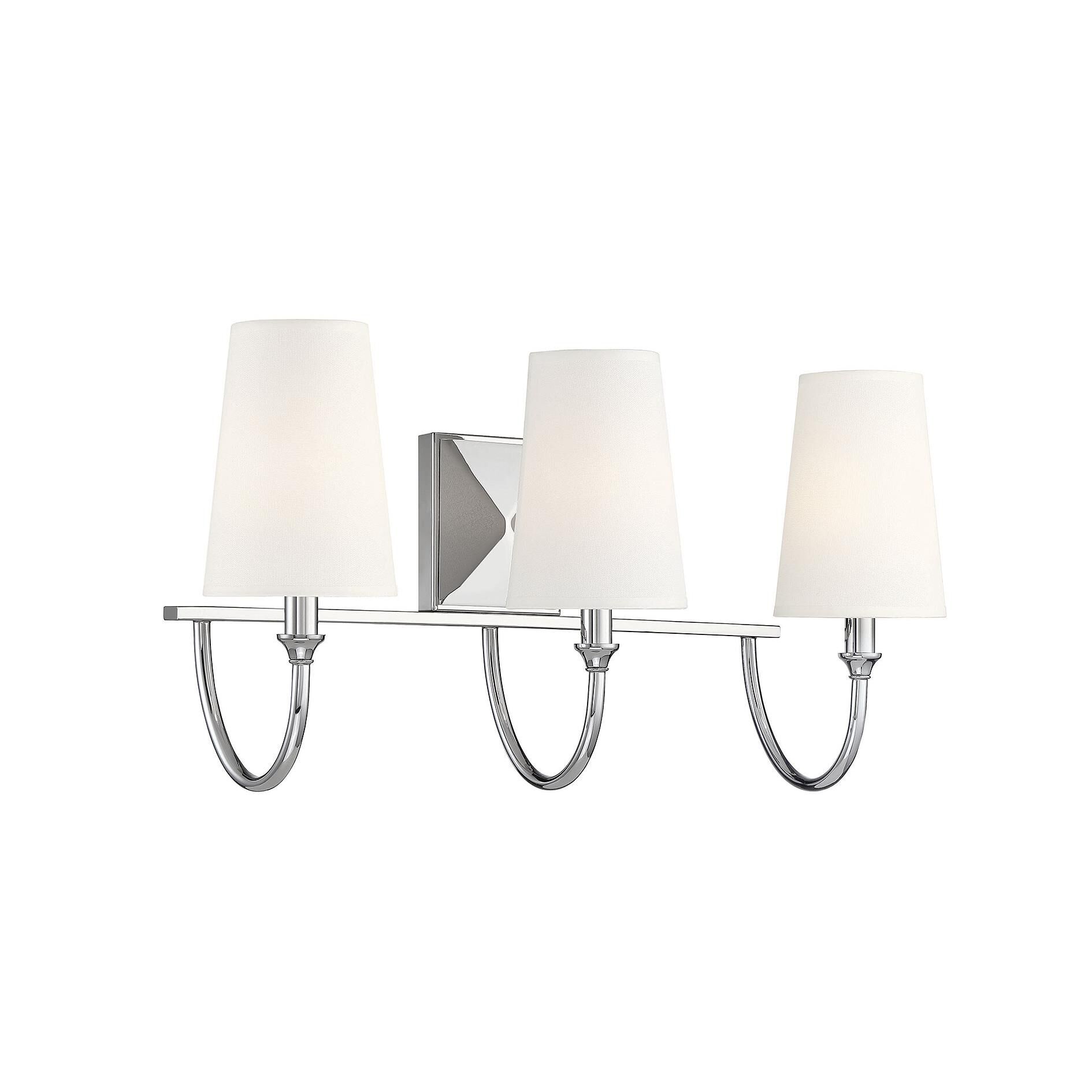 Shown in Polished Nickel finish and White Fabric shade