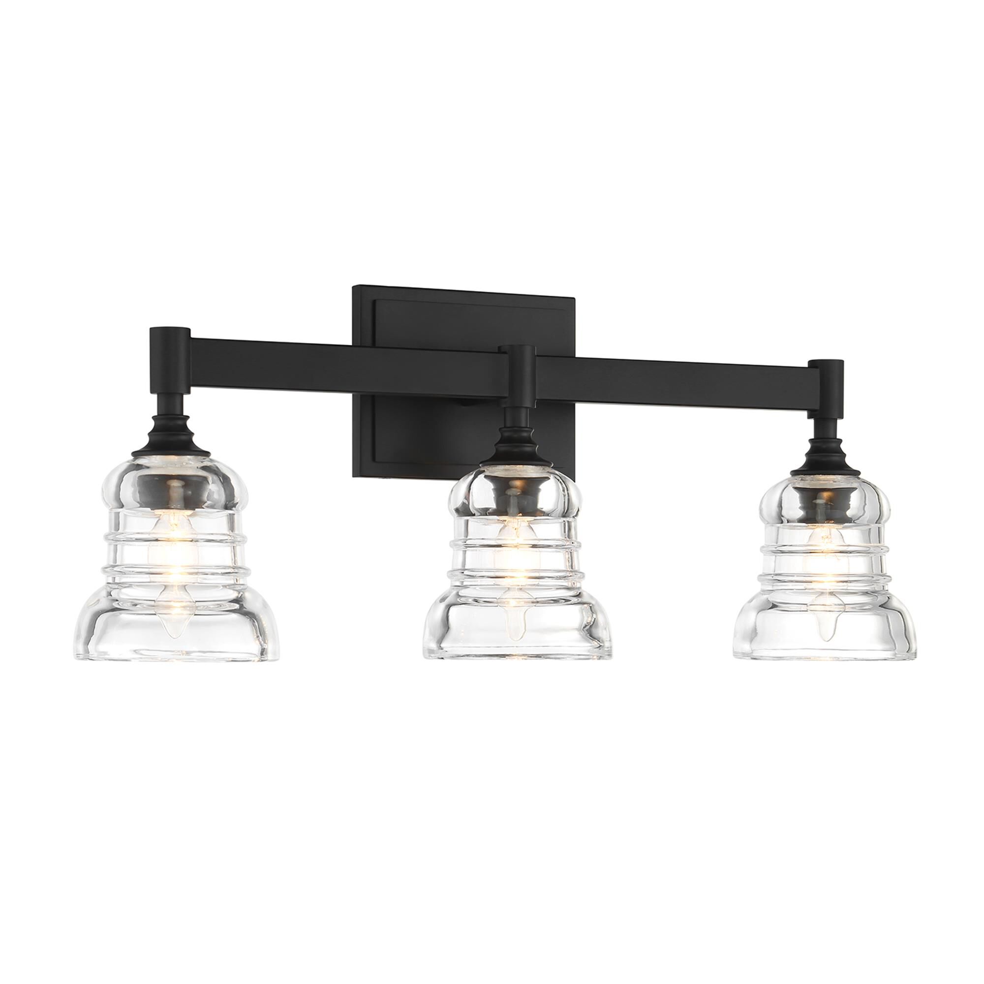 Shown in Matte Black finish and Clear glass