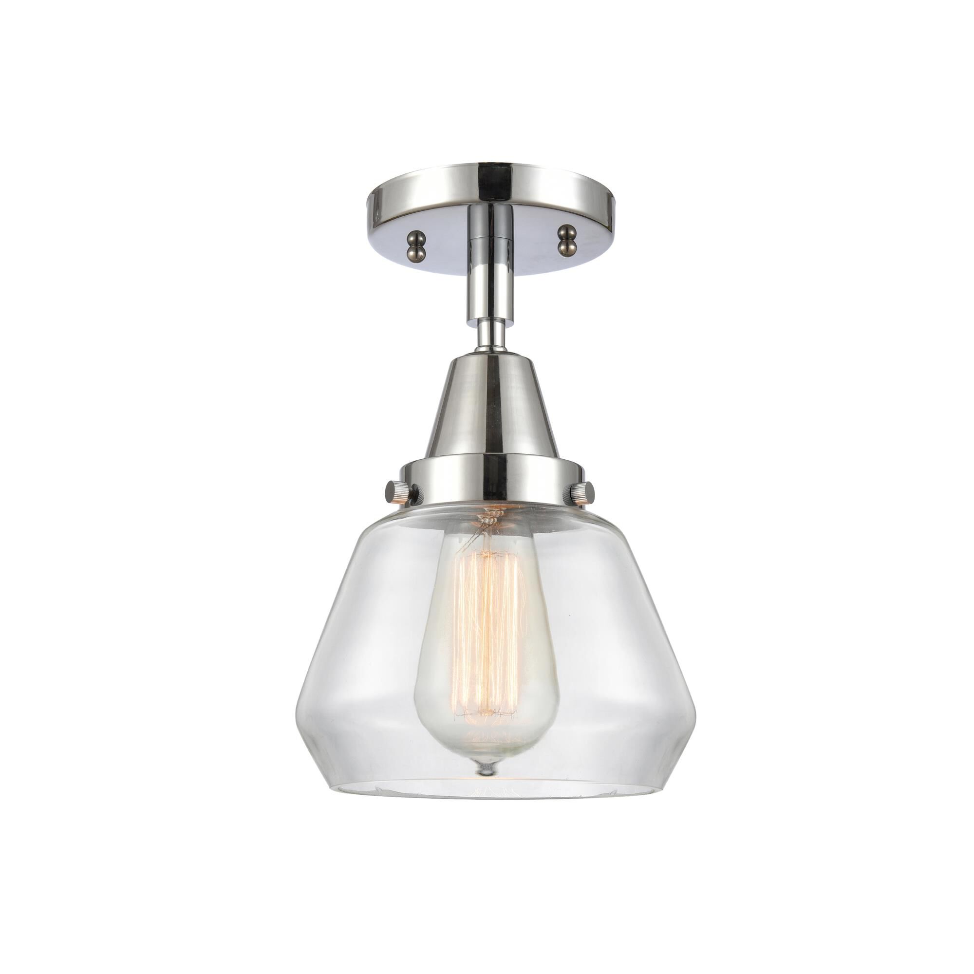 Shown in Polished Chrome finish and Clear Fulton glass