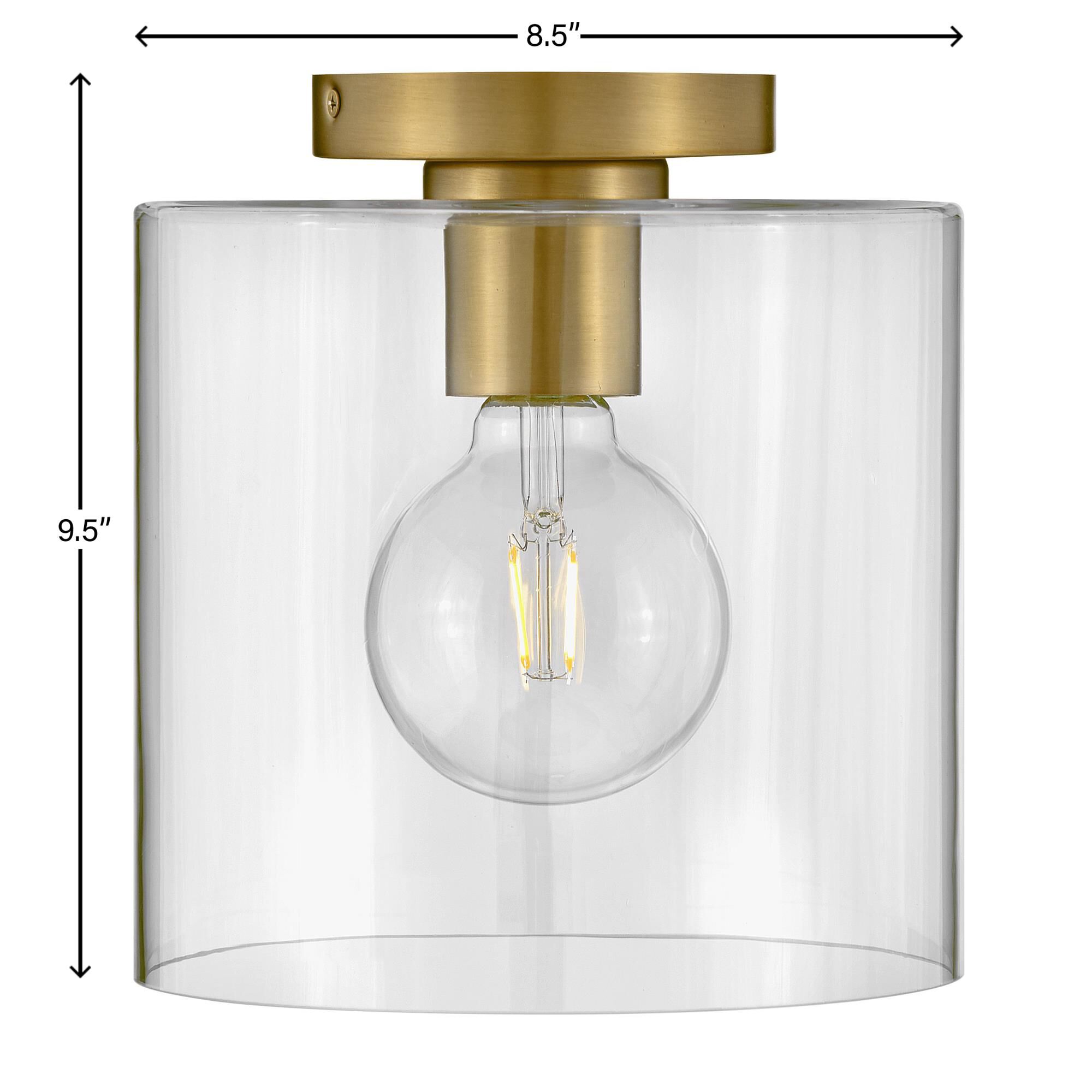 Shown in Lacquered Brass finish and Clear glass