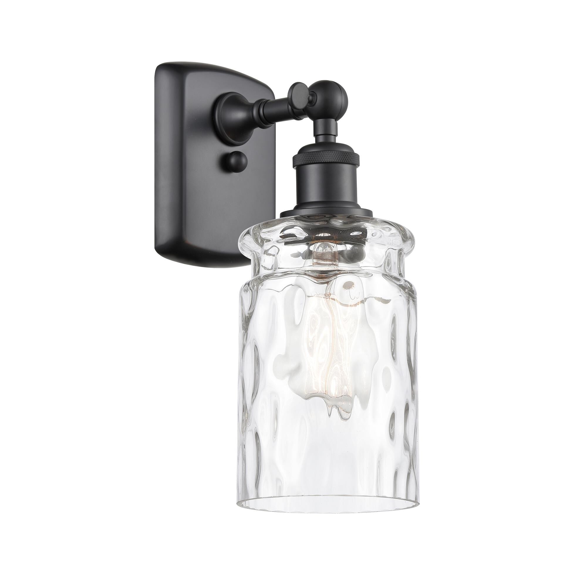 Shown in Matte Black finish and Clear WaterCandor glass and Polished Chrome accent