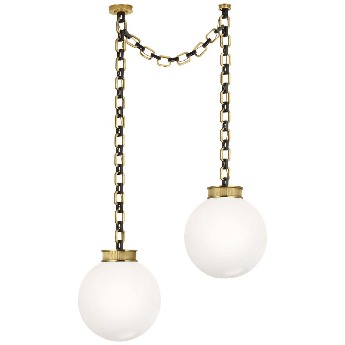 Shown in Soft Brass and Bronze finish and White glass