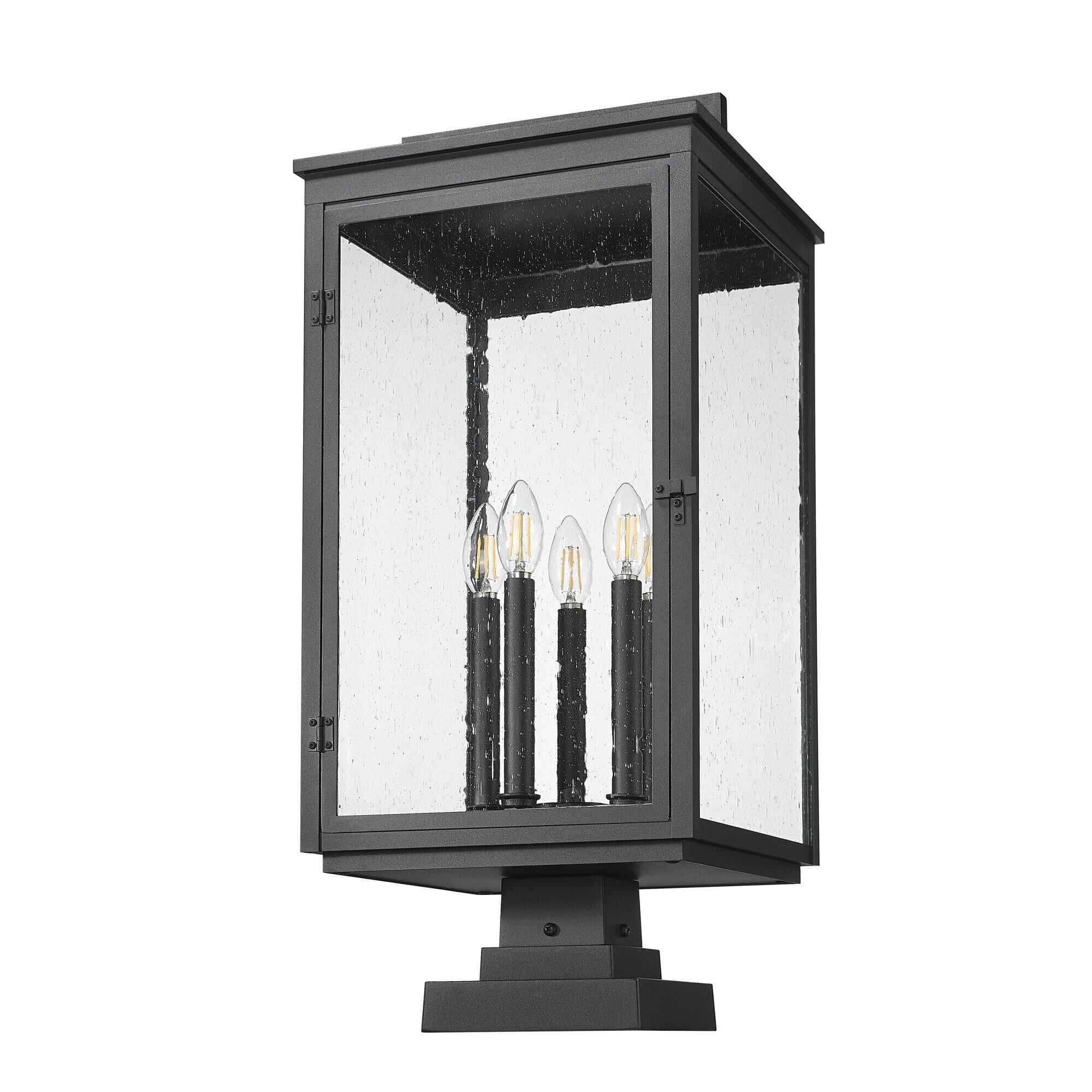 Shown in Sand Black finish and Clear Seedy glass and Clear Seedy shade