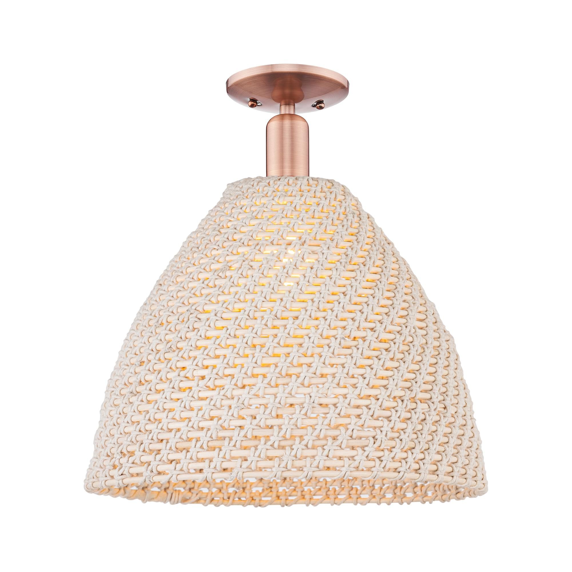 Shown in Antique Copper finish and Natural shade