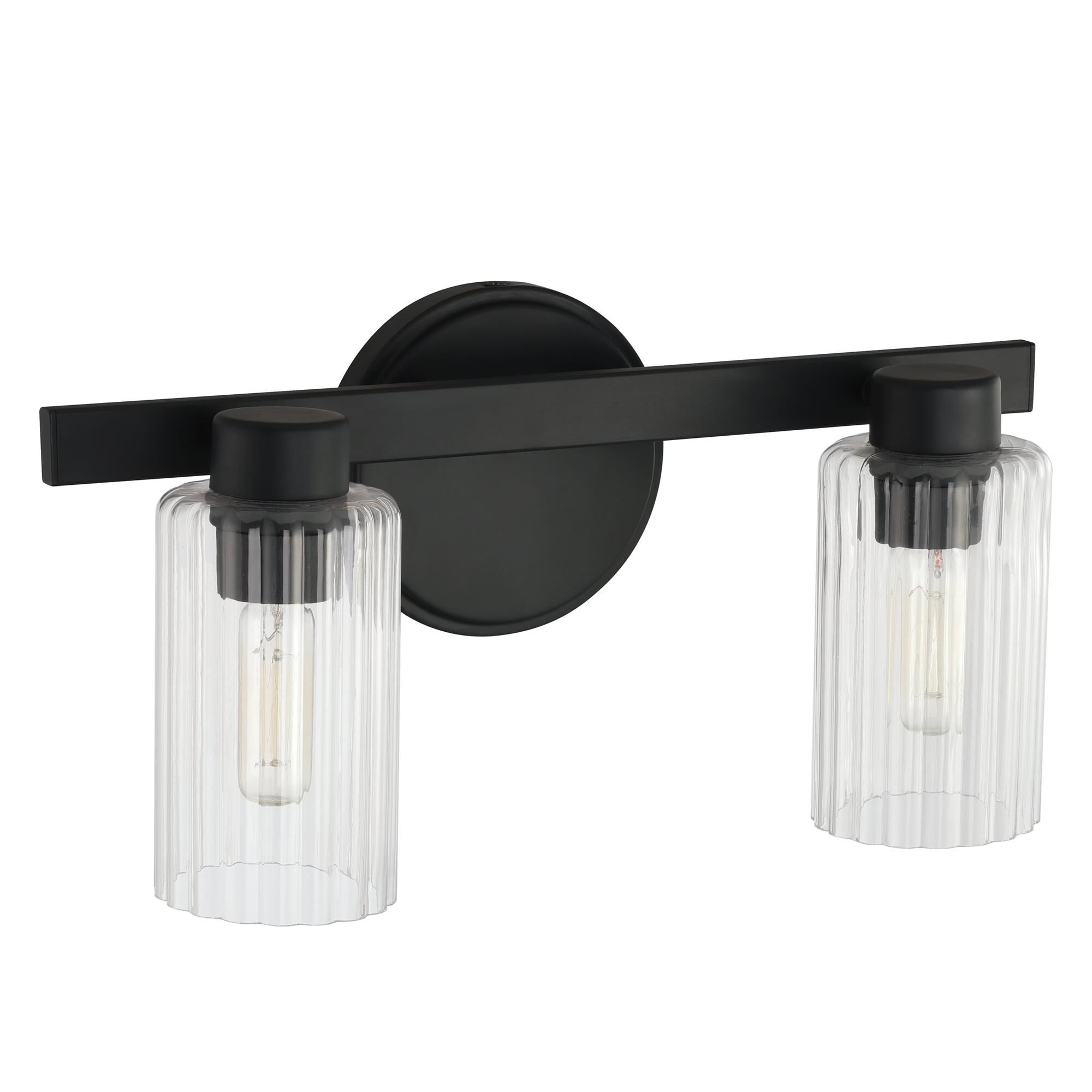 Shown in Matte Black finish and Clear Ribbed glass