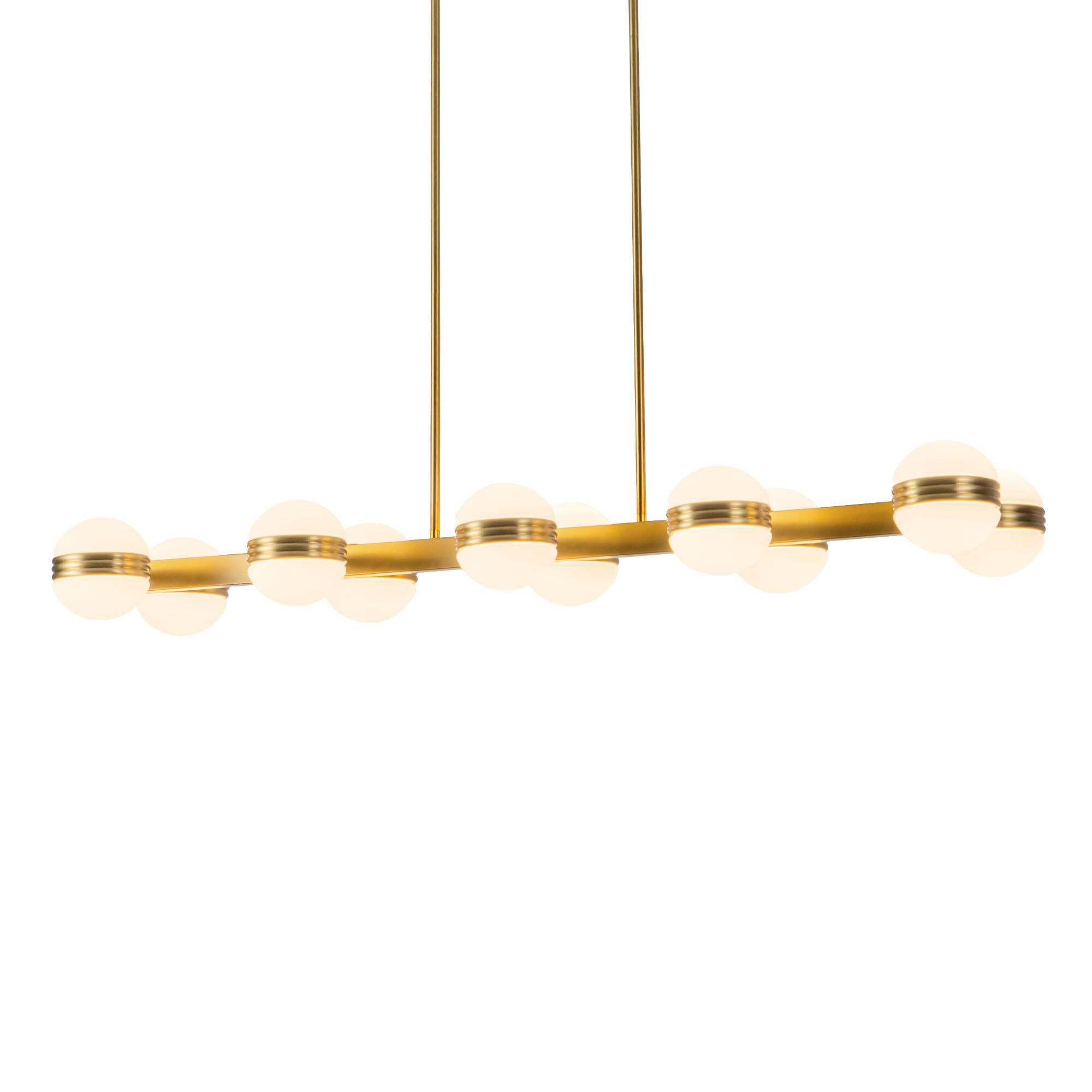 Shown in Brushed Gold finish and Matte Opal glass