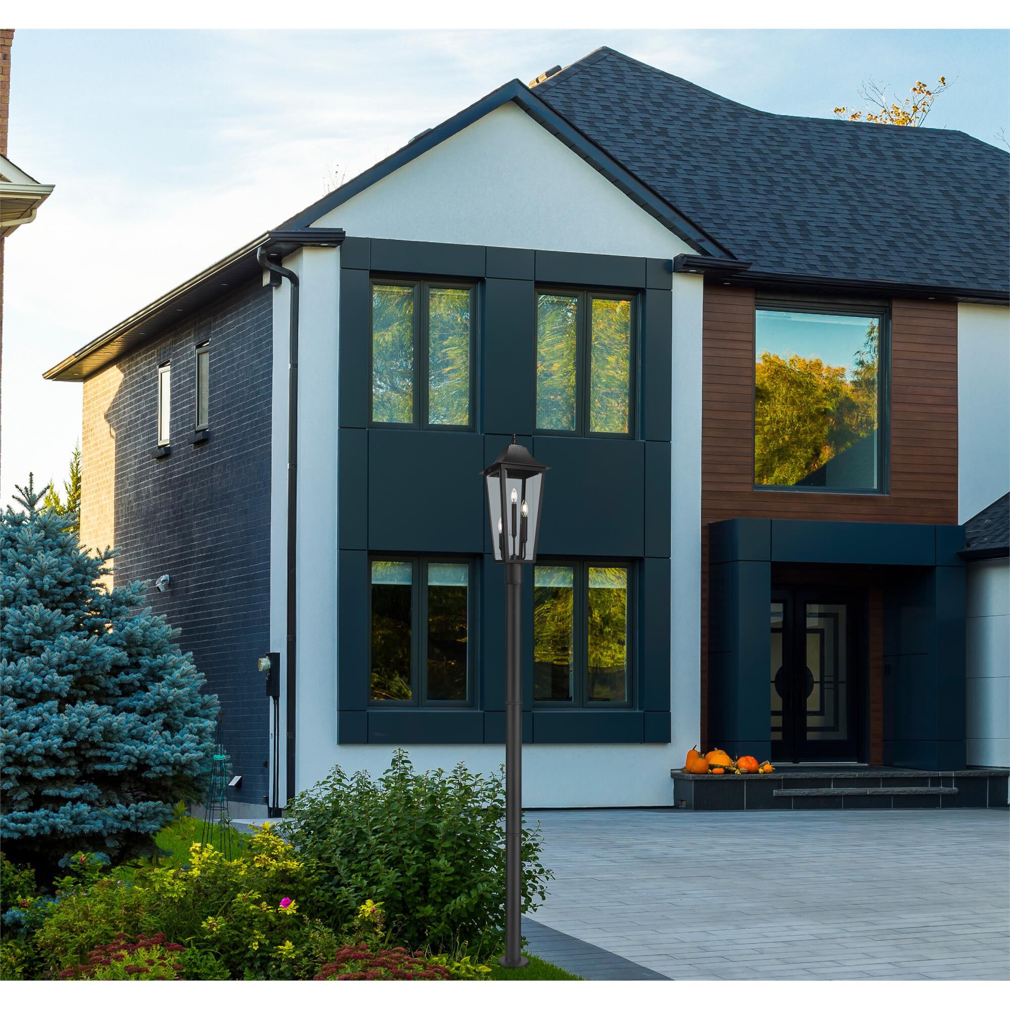 Shown in Black finish and Clear Beveled glass and Clear Beveled shade
