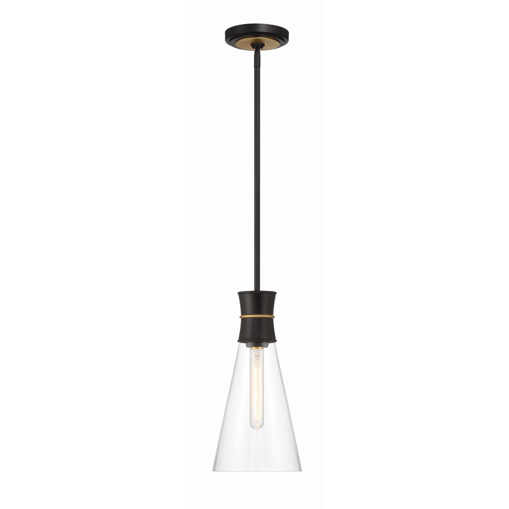 Shown in Matte Black + Textured Gold finish and Clear glass