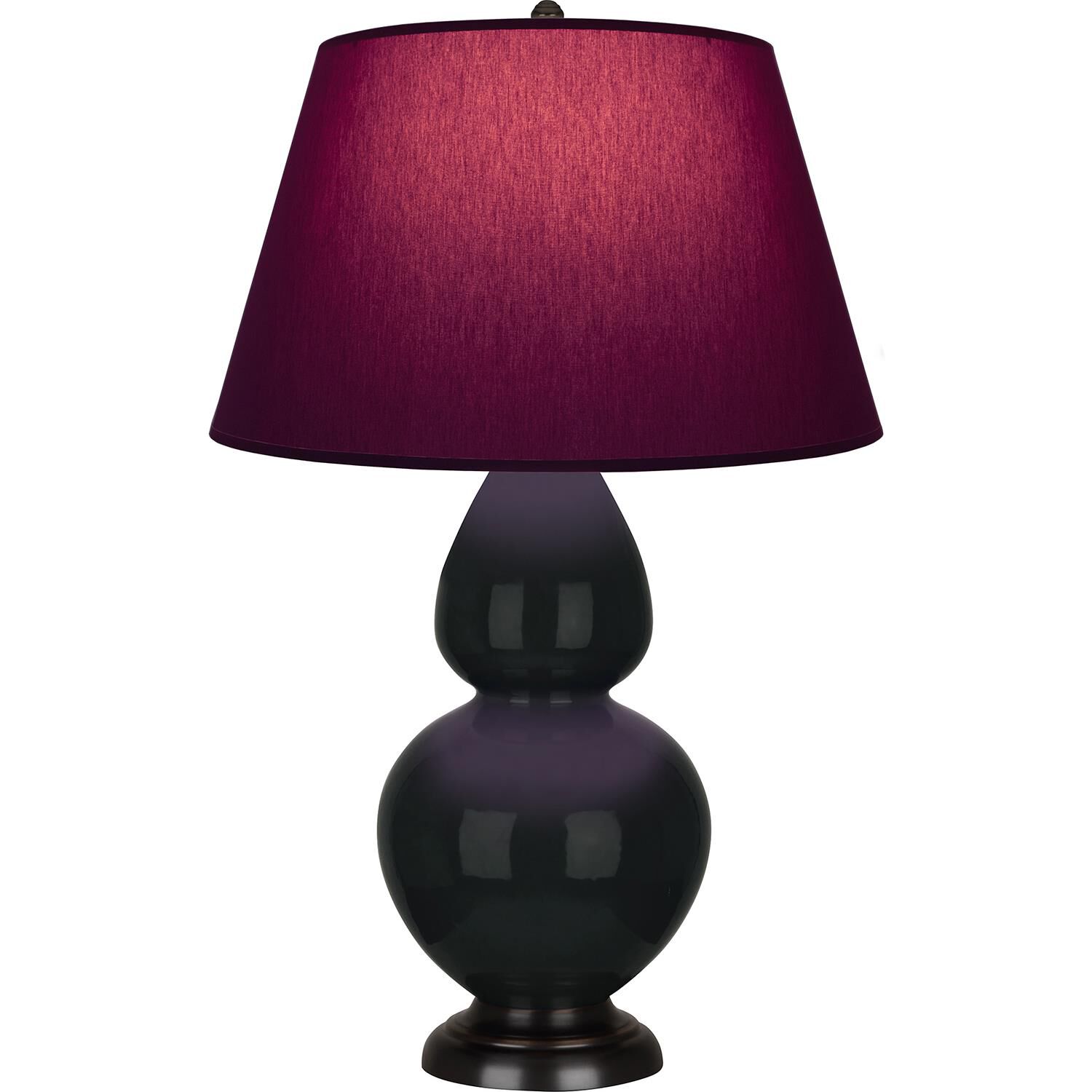 Shown in Obsidian finish and Plum and Lavender shade and Deep Patina Bronze accent