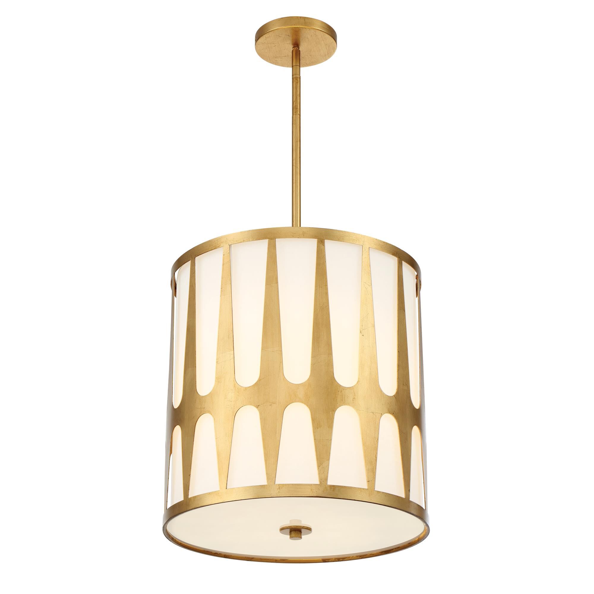 Shown in Antique Gold finish and Fabric shade
