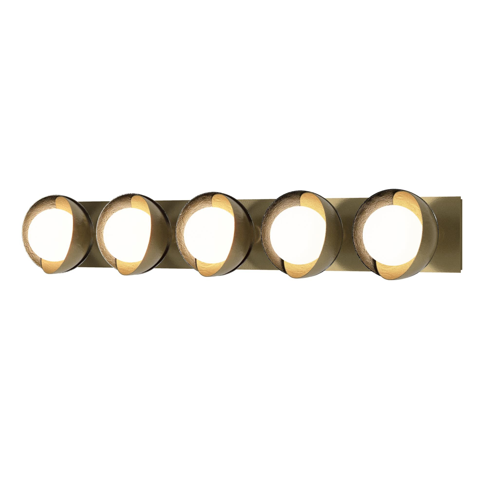 Shown in Modern Brass finish and Opal glass and Sterling (85) accent