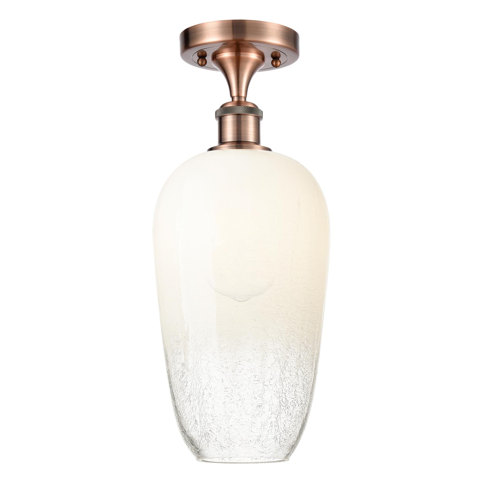 Shown in Antique Copper finish and Opal glass