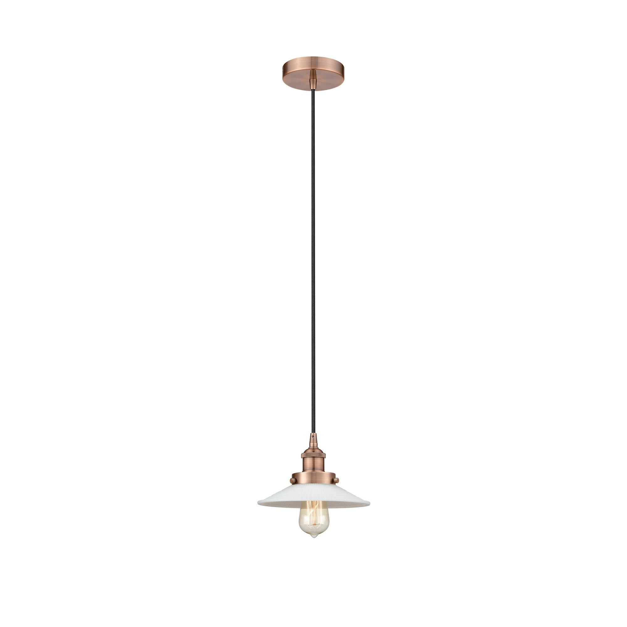 Shown in Antique Copper finish and White glass