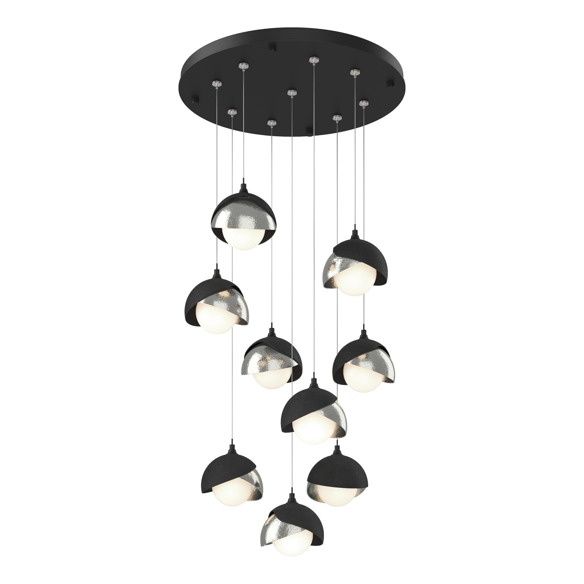 Shown in Black finish and Opal glass and Sterling accent