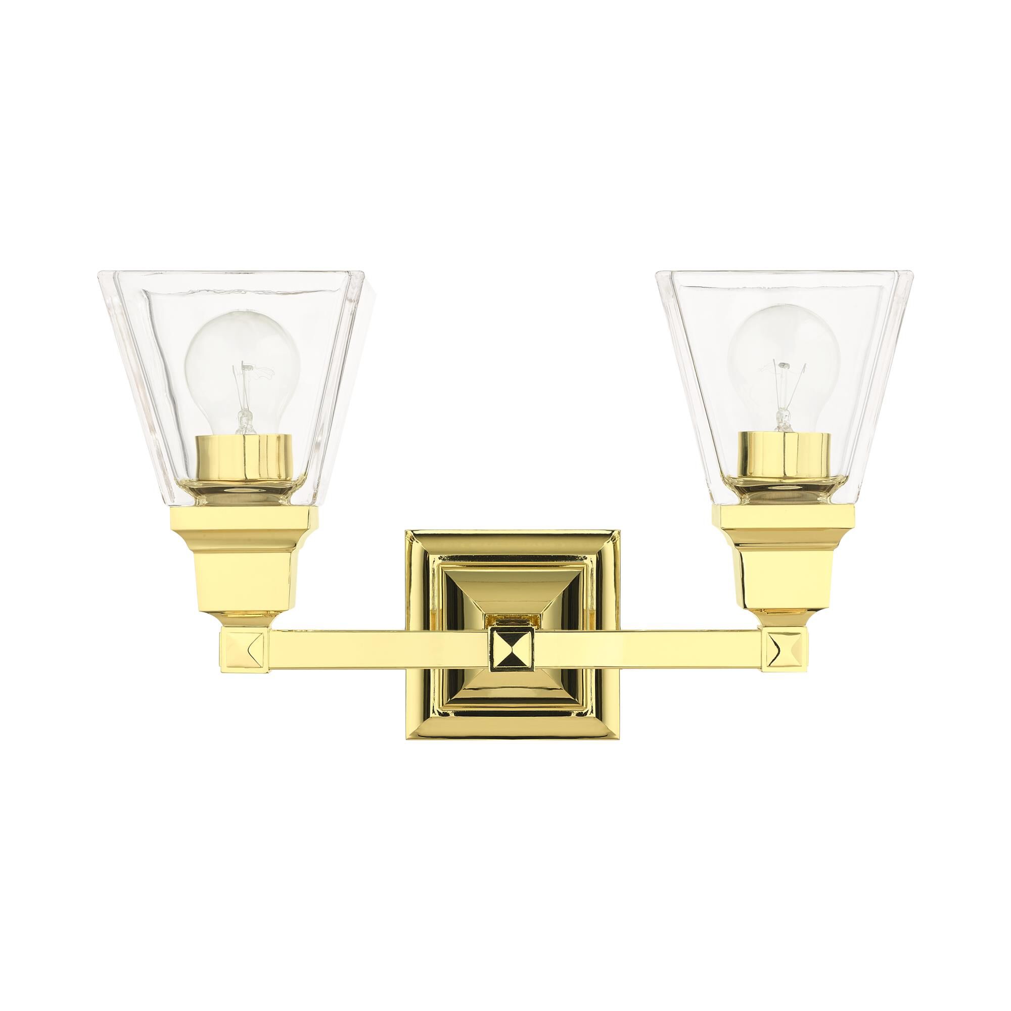 Shown in Polished Brass finish and Clear glass and Clear Glass shade