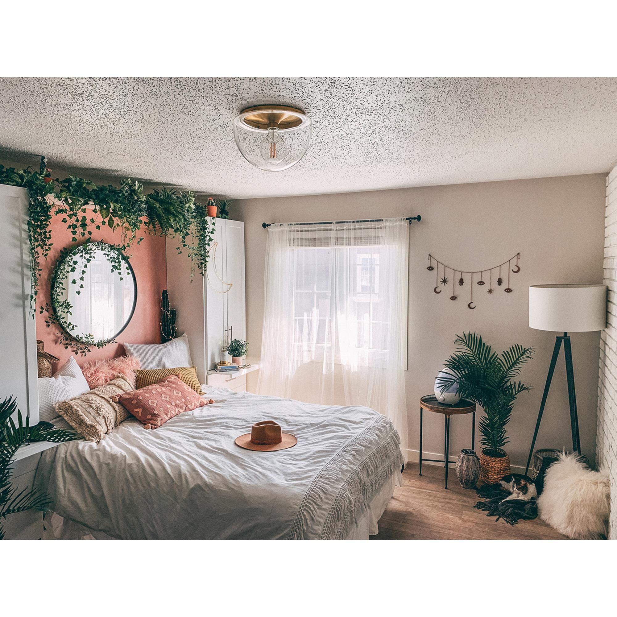 Shown in Aged Brass finish and Clear glass