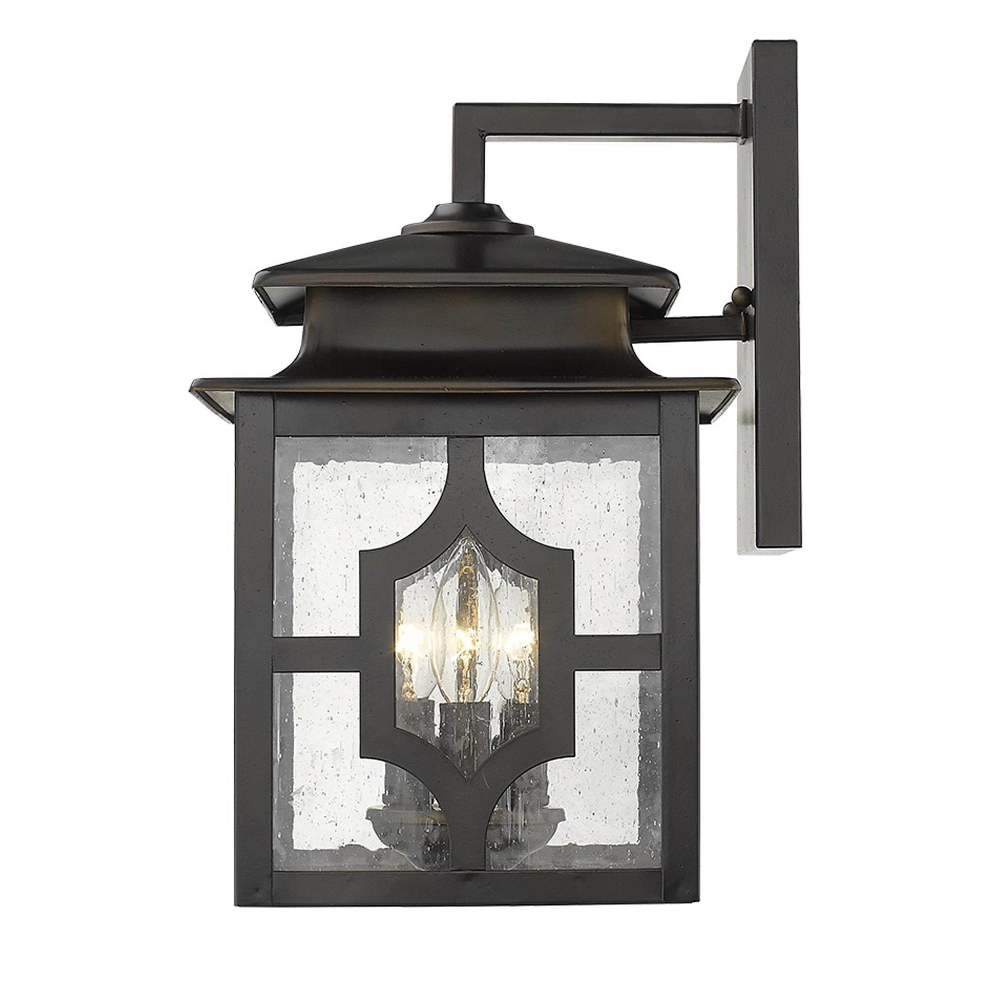 Shown in Oil-Rubbed Bronze finish and Clear glass and Clear, Seedy Glass Panes shade