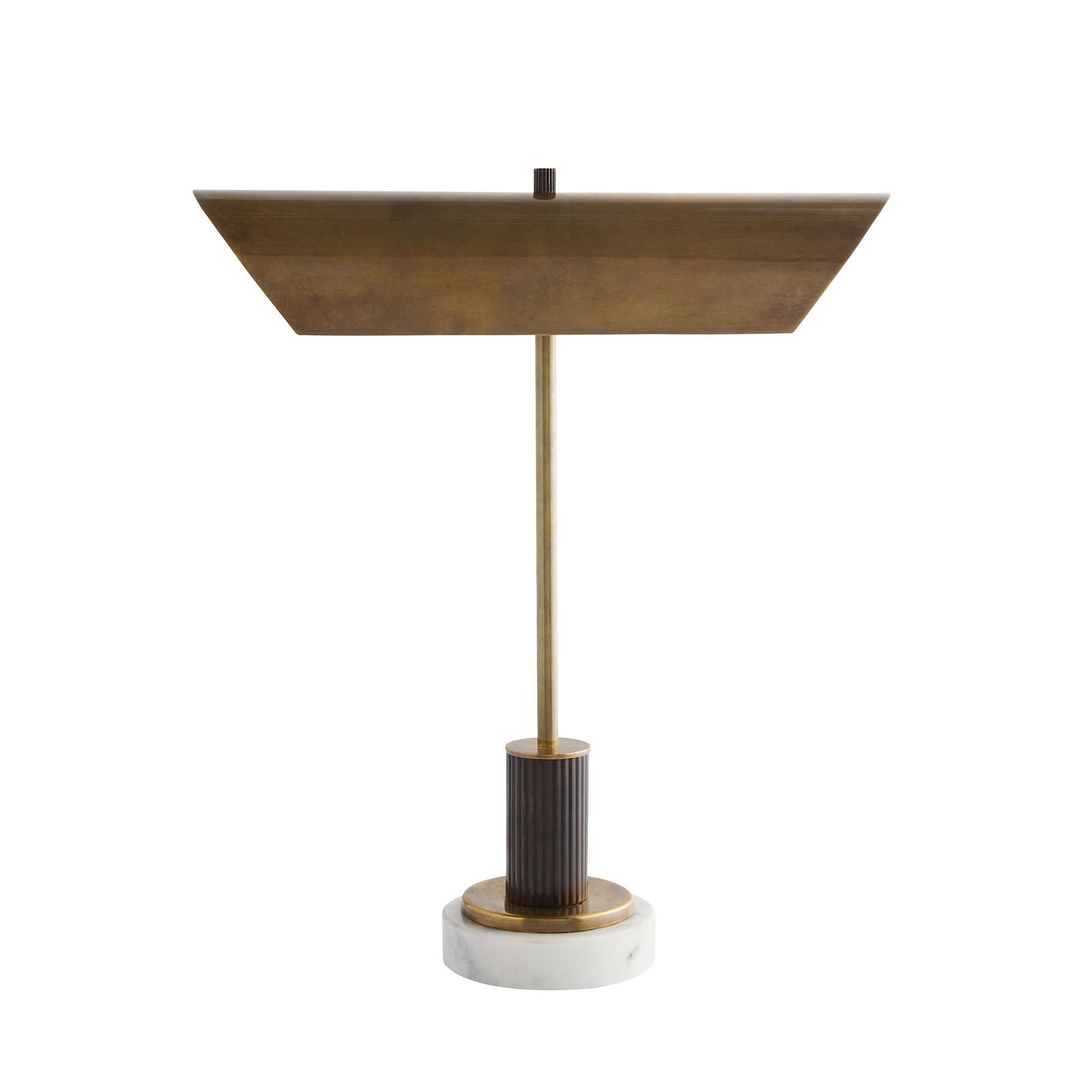 Shown in Vintage Brass finish and Metal shade
