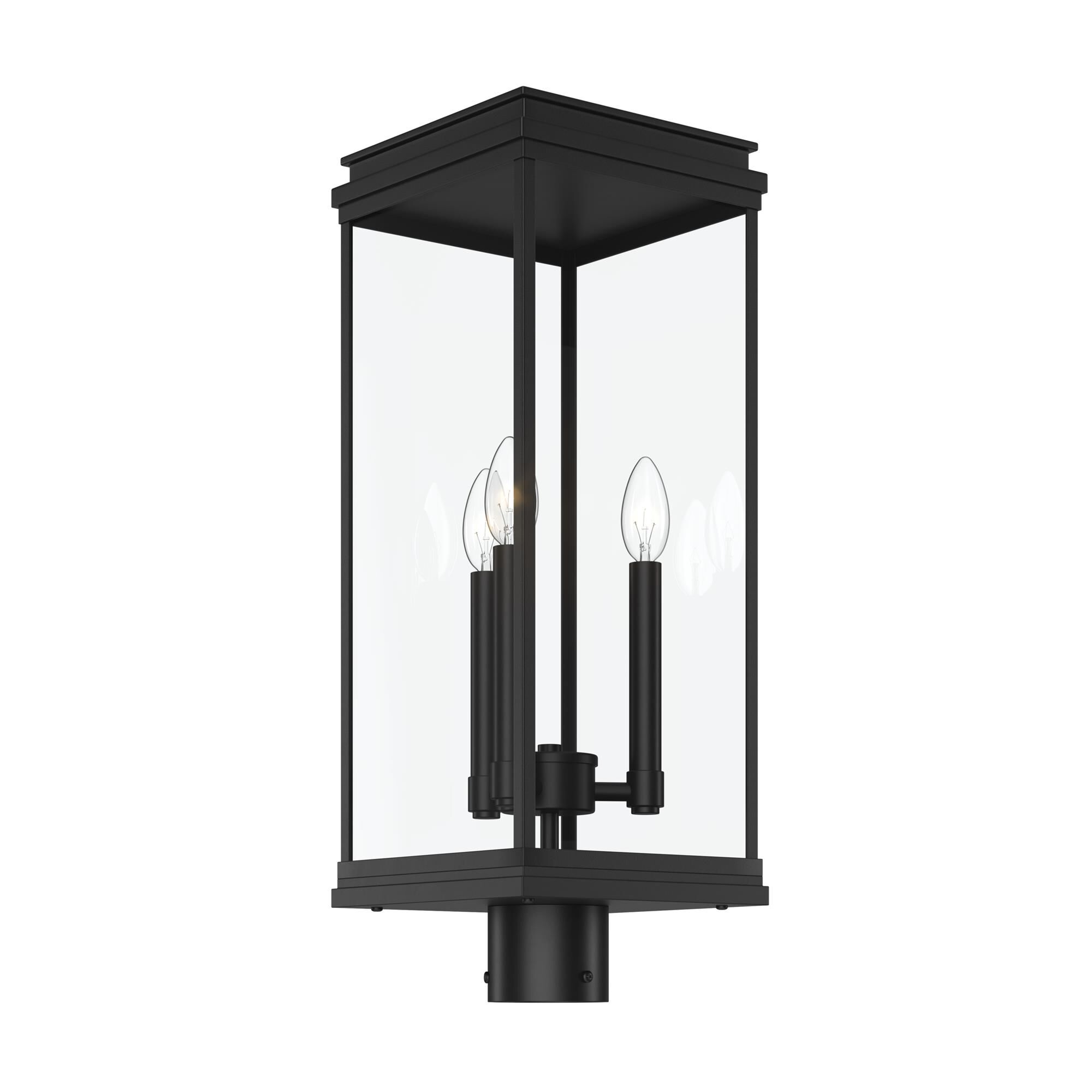 Shown in Black finish and Clear glass