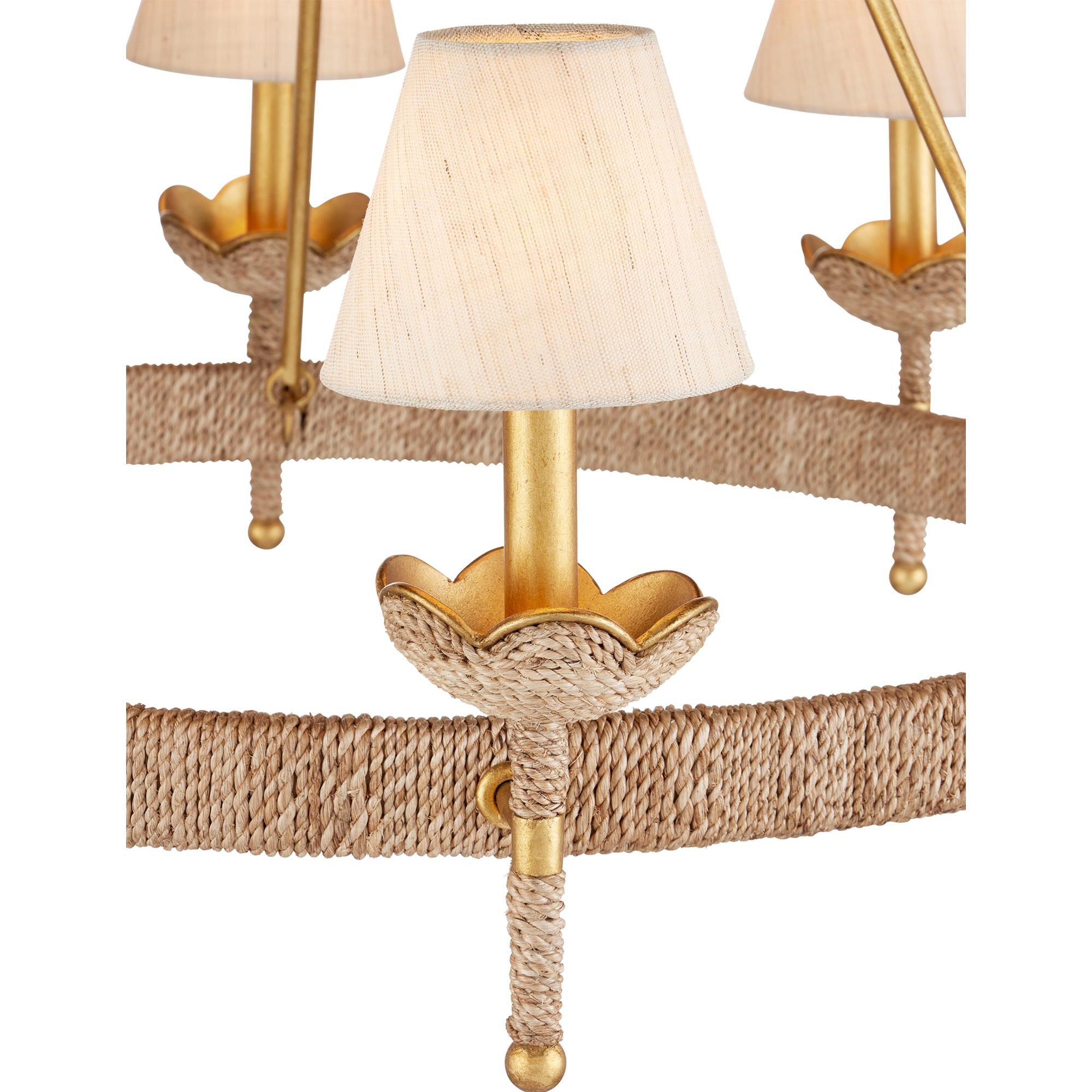 Shown in Natural, Contemporary Gold Leaf and Contemporary Gold finish and Natural Linen shade