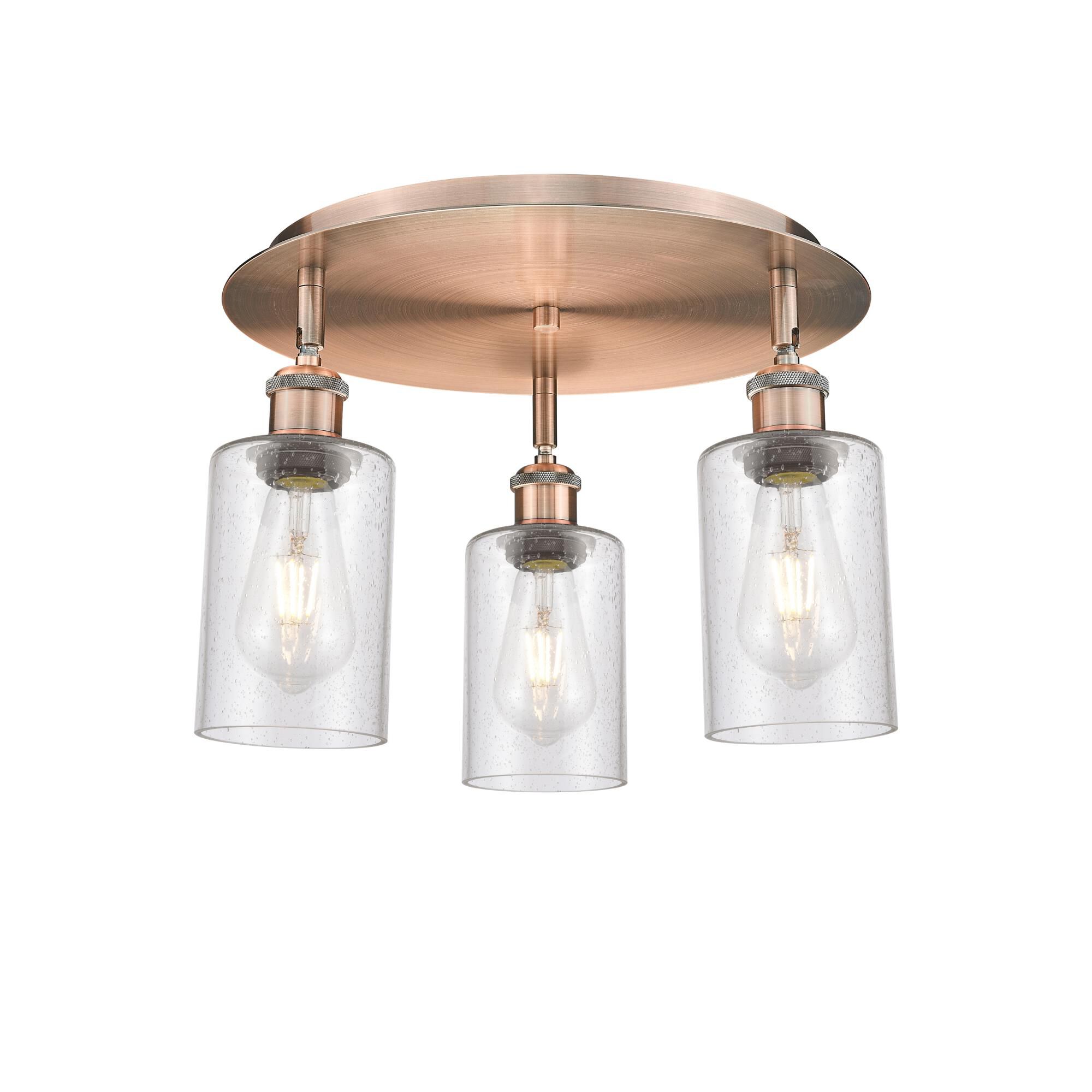 Shown in Antique Copper finish and Seedy glass