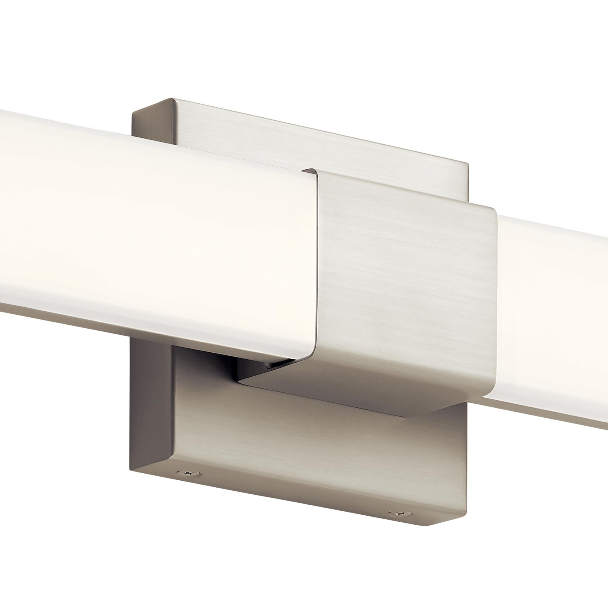 Shown in Satin Nickel finish and White Acrylic shade