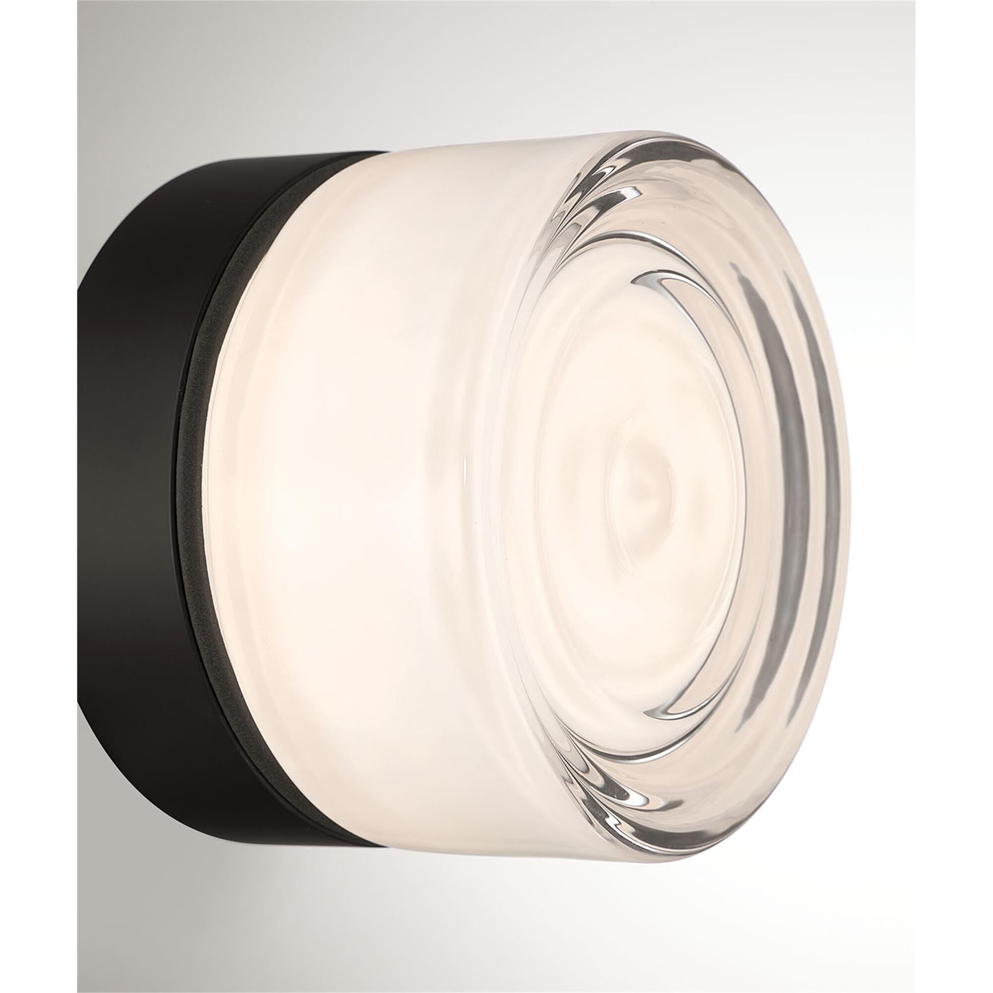 Shown in Matte Black finish and Clear Wave glass