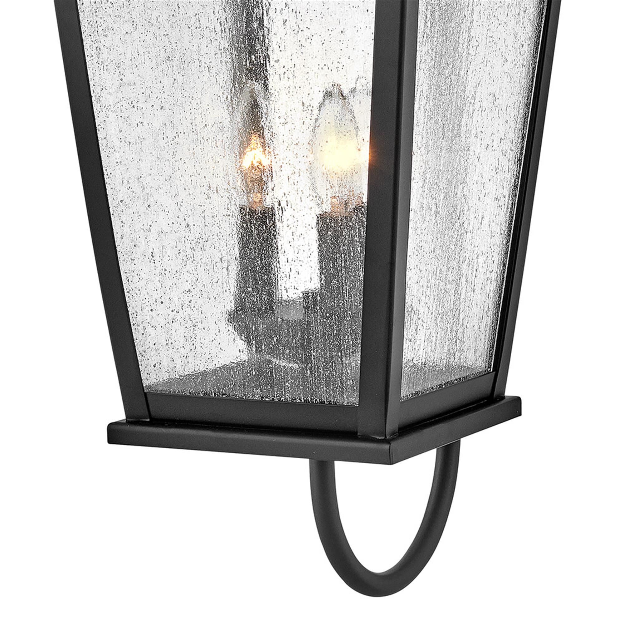 Shown in Black finish and Clear Seedy glass