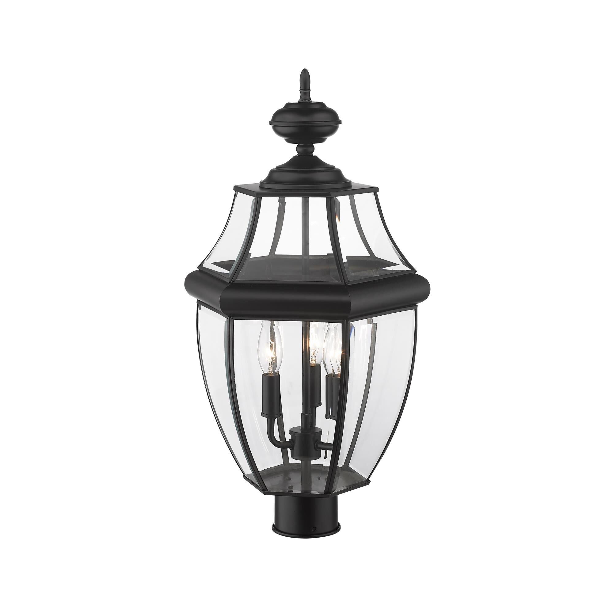 Shown in Black finish and Glass shade