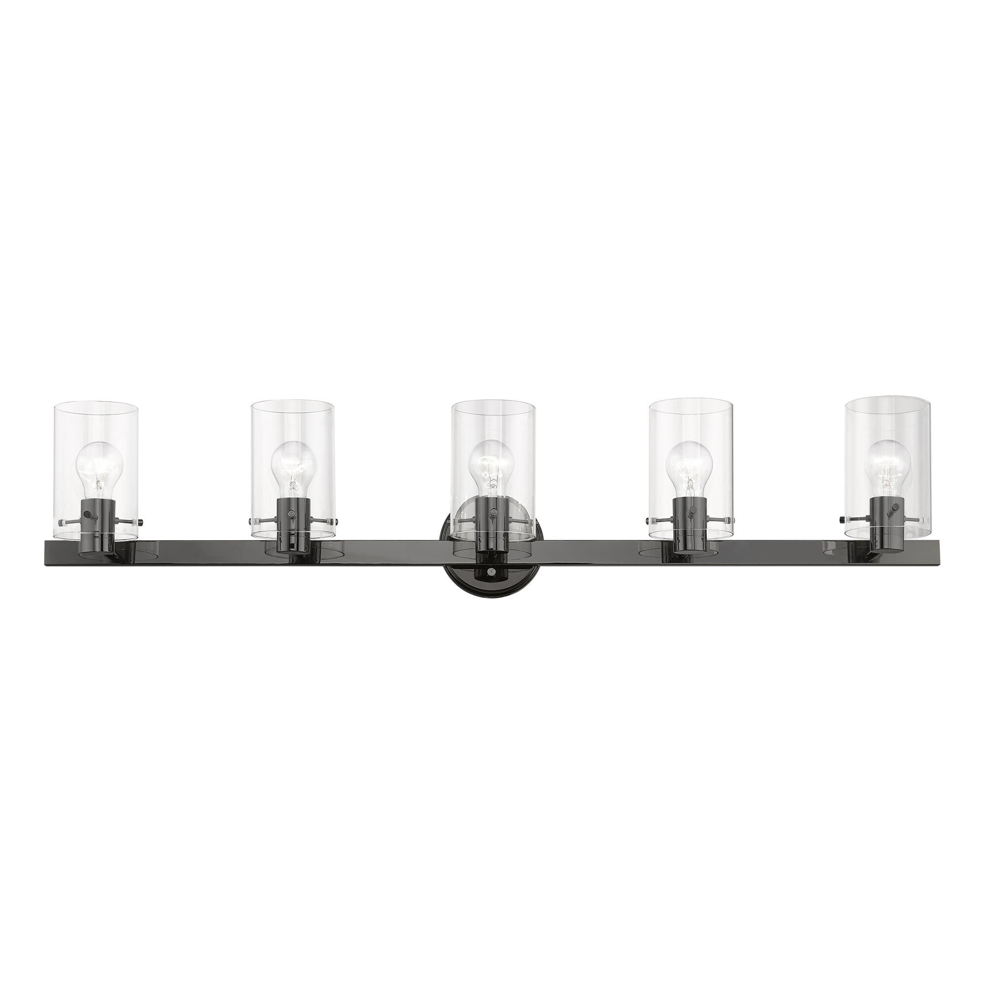 Shown in Black Chrome finish and Clear glass