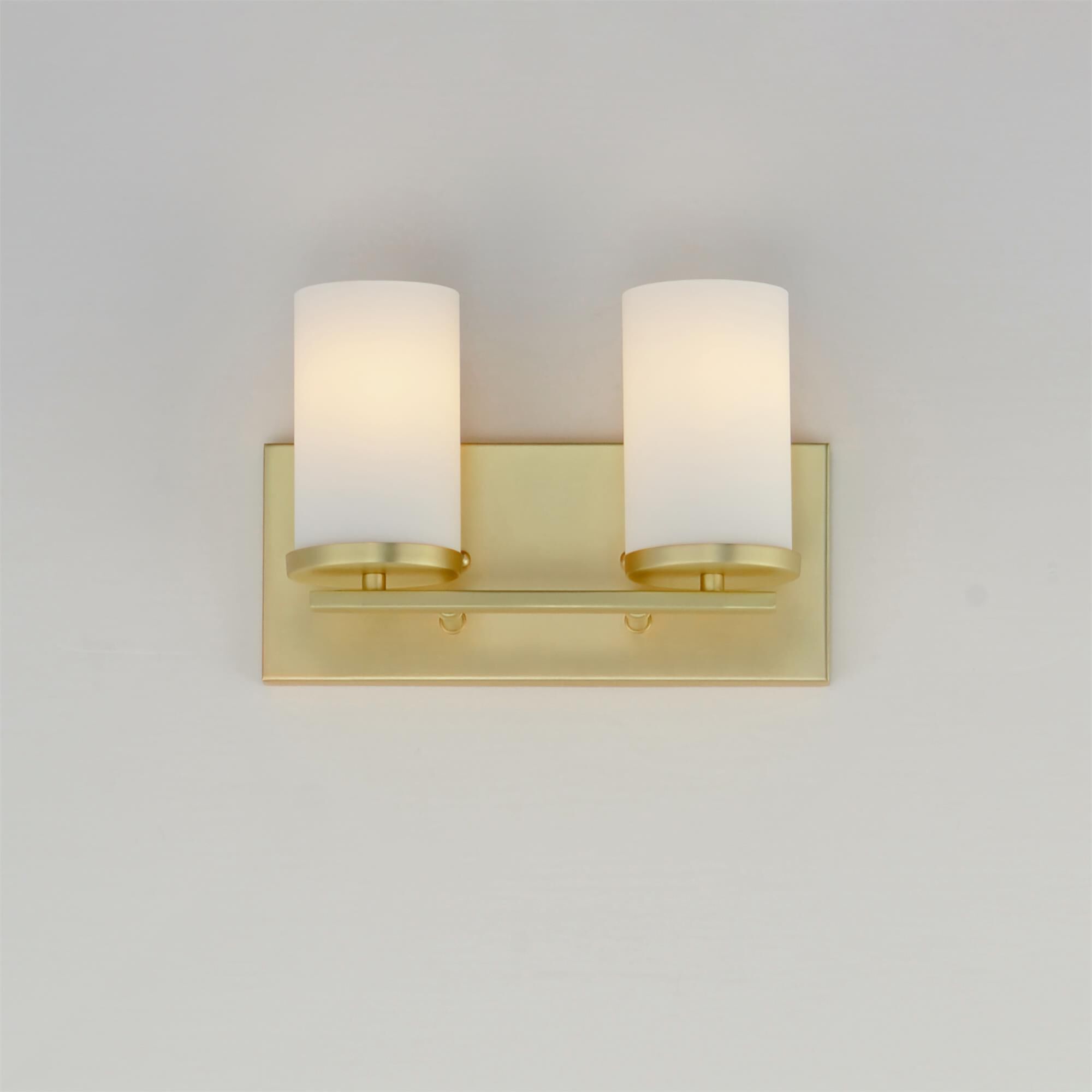 Shown in Satin Brass finish and Satin White glass and Glass shade