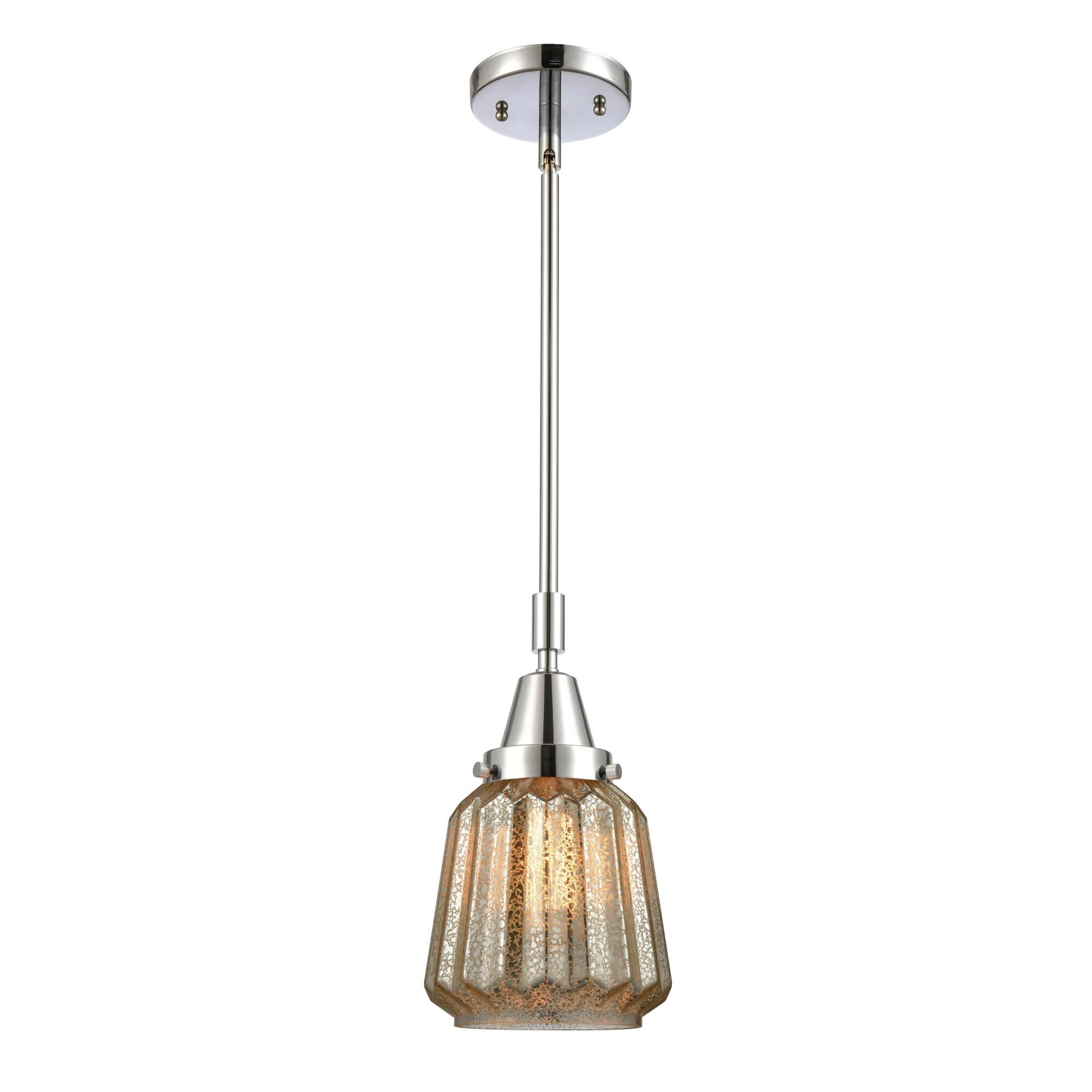 Shown in Polished Chrome finish and Mercury Plated Chatham glass