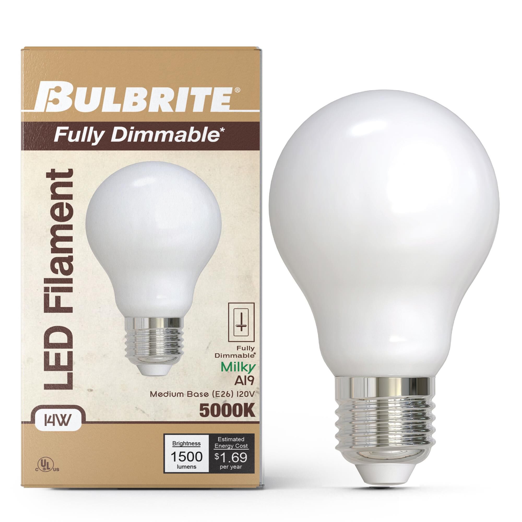 Milky A19 Base E26 5000K LED Light Bulb,
