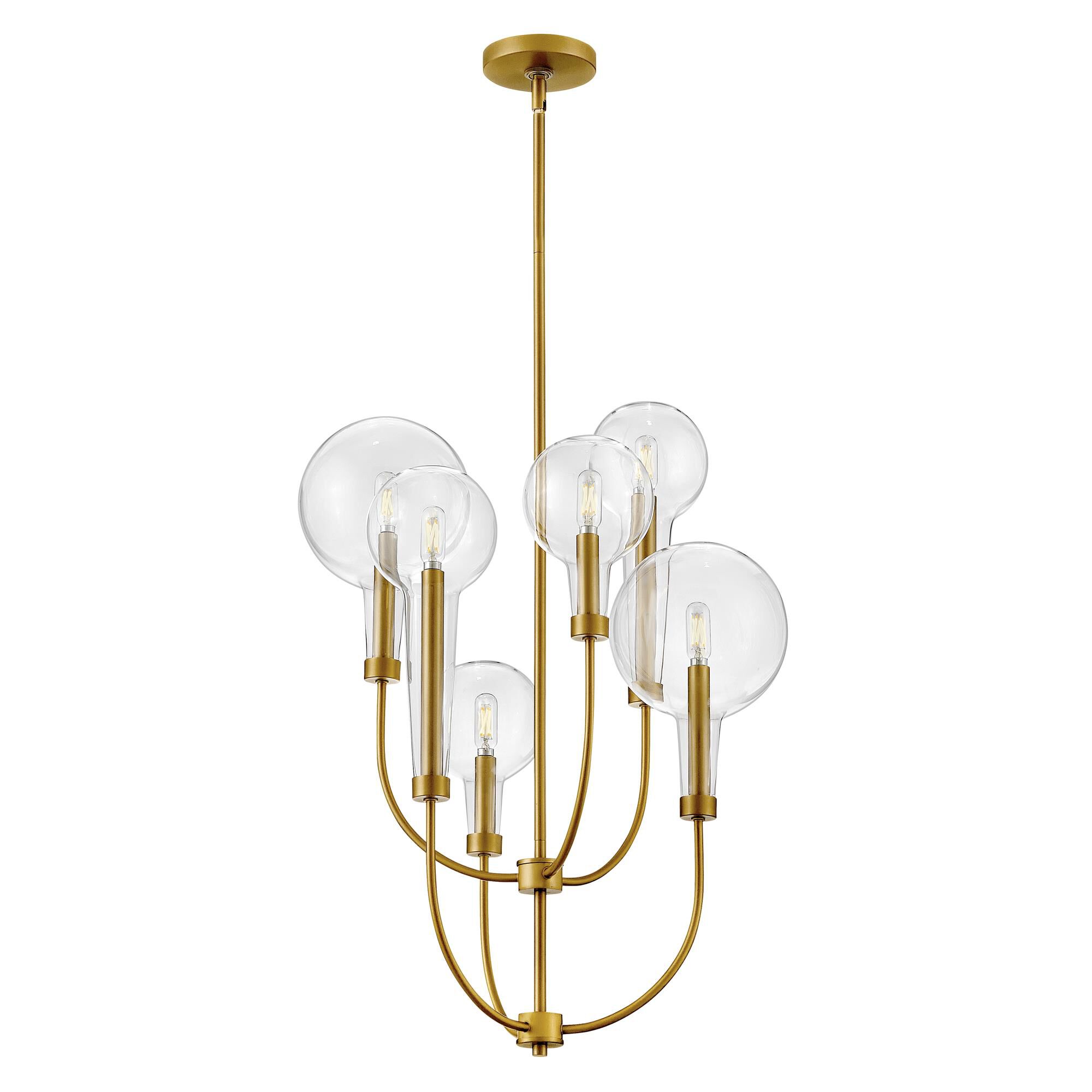 Shown in Lacquered Brass finish and Clear glass