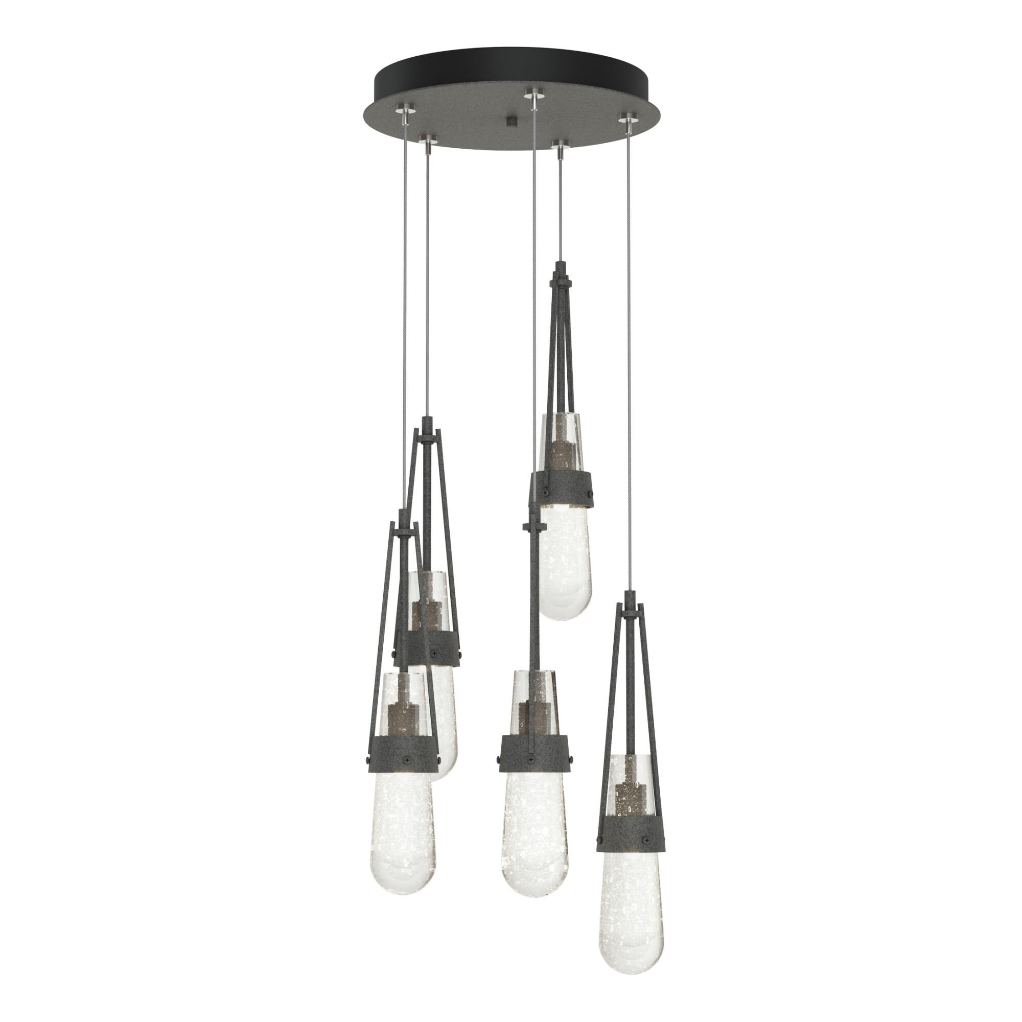 Shown in Natural Iron finish and Clear Bubble glass and Clear Bubble Glass shade