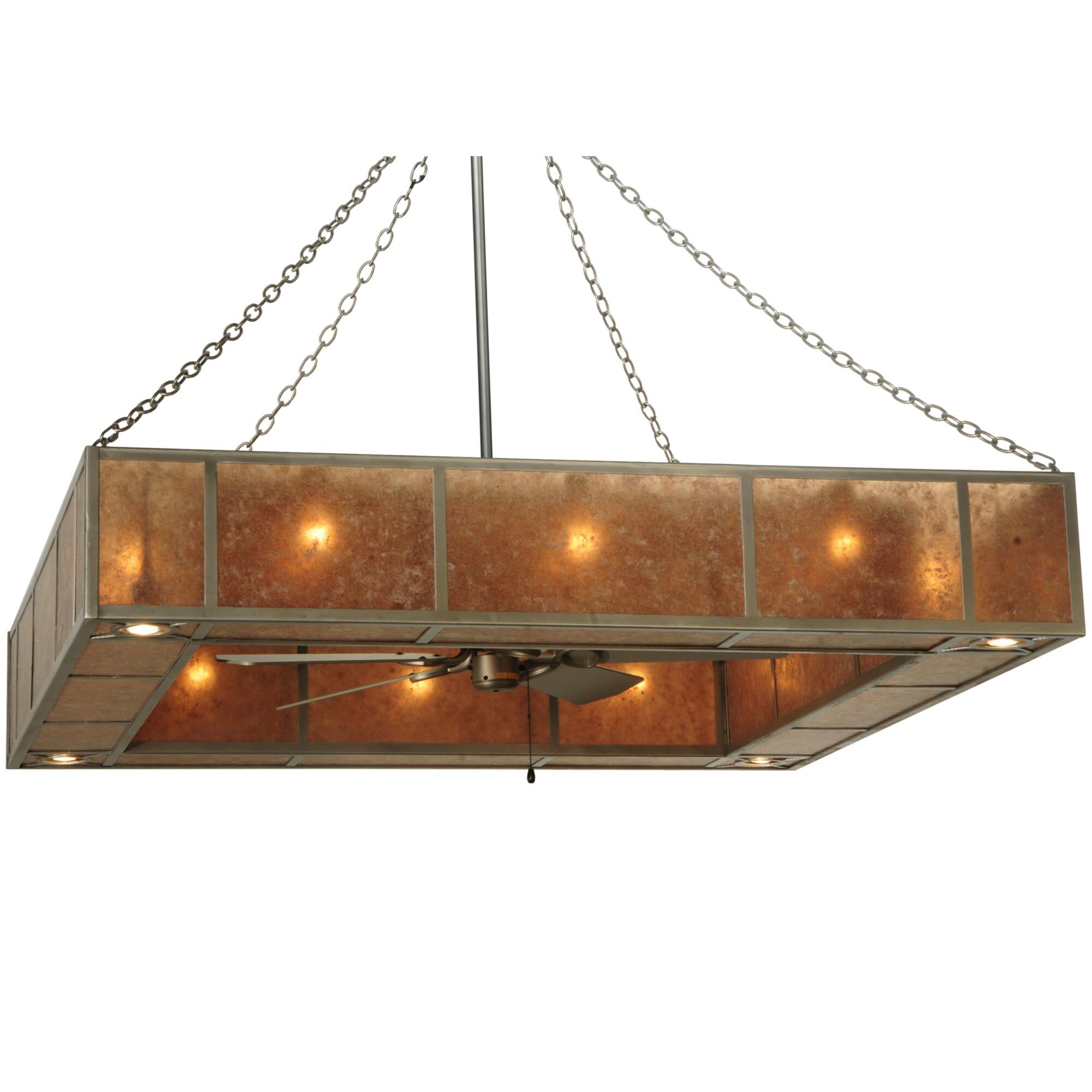 Hausman Silver Mica 85 Inch Chandelier Ceiling Fan by Meyda Lighting