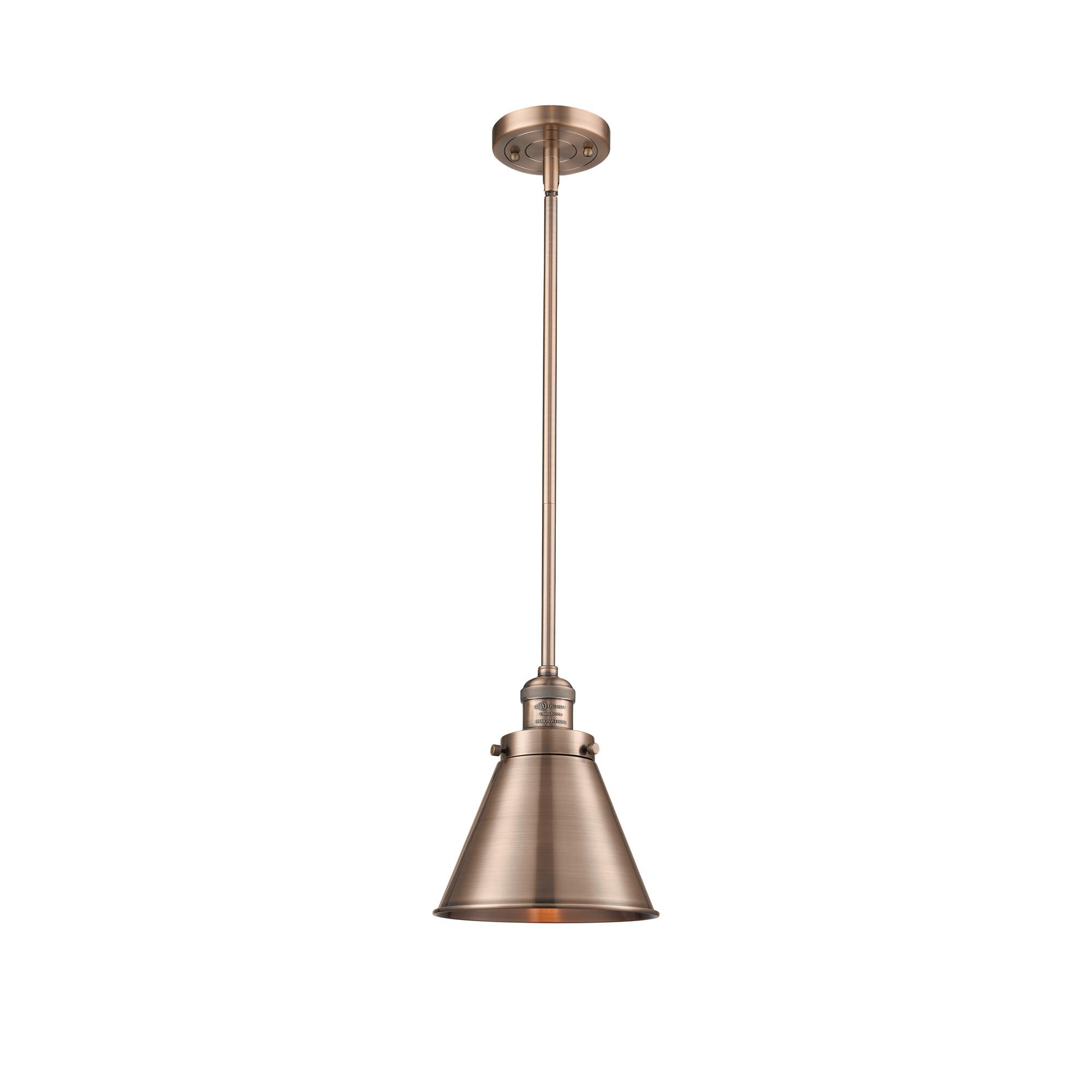 Shown in Antique Copper finish and Metal - Antique Copper - Cone shade