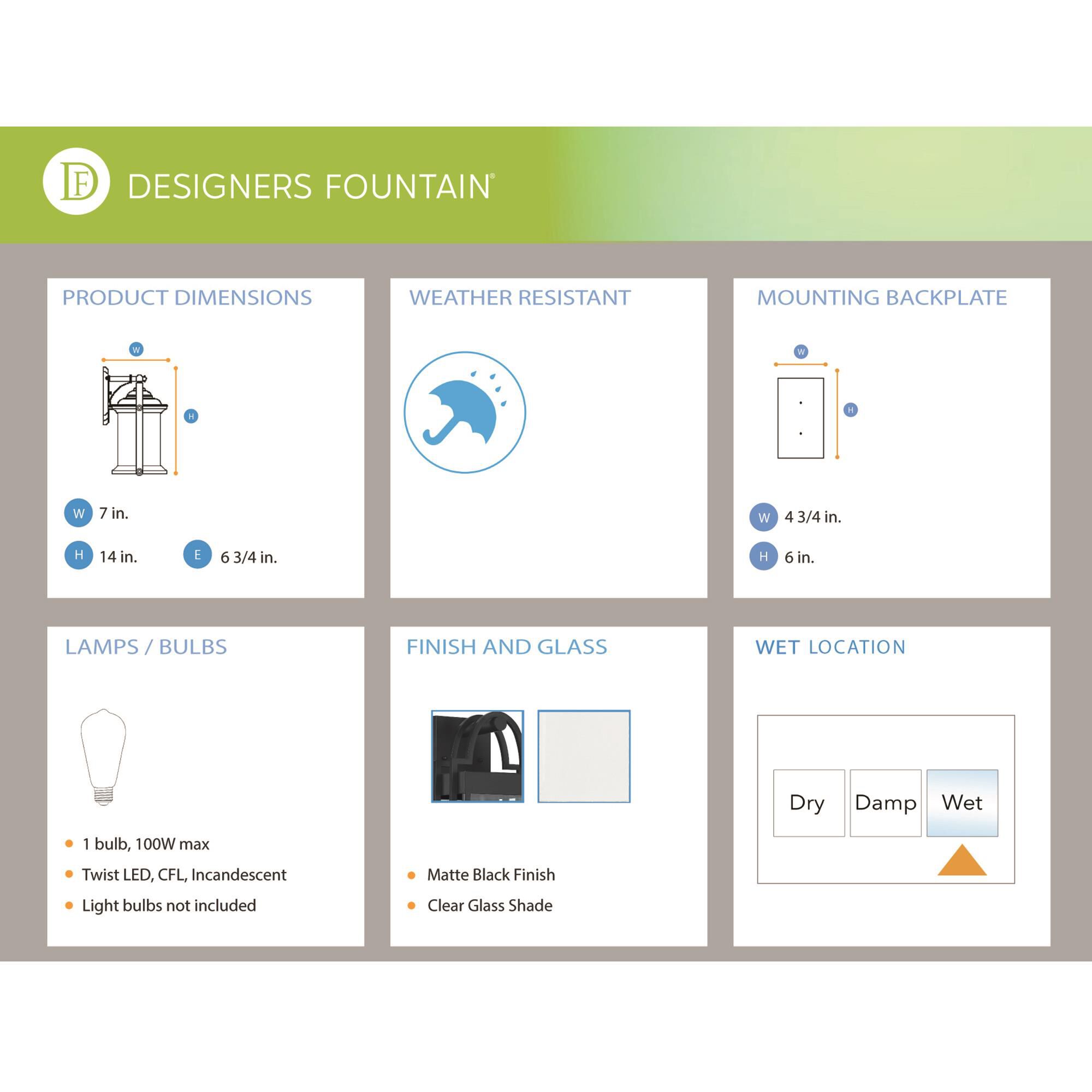 Designers Fountain Monroe 14 Inch Wall Sconce