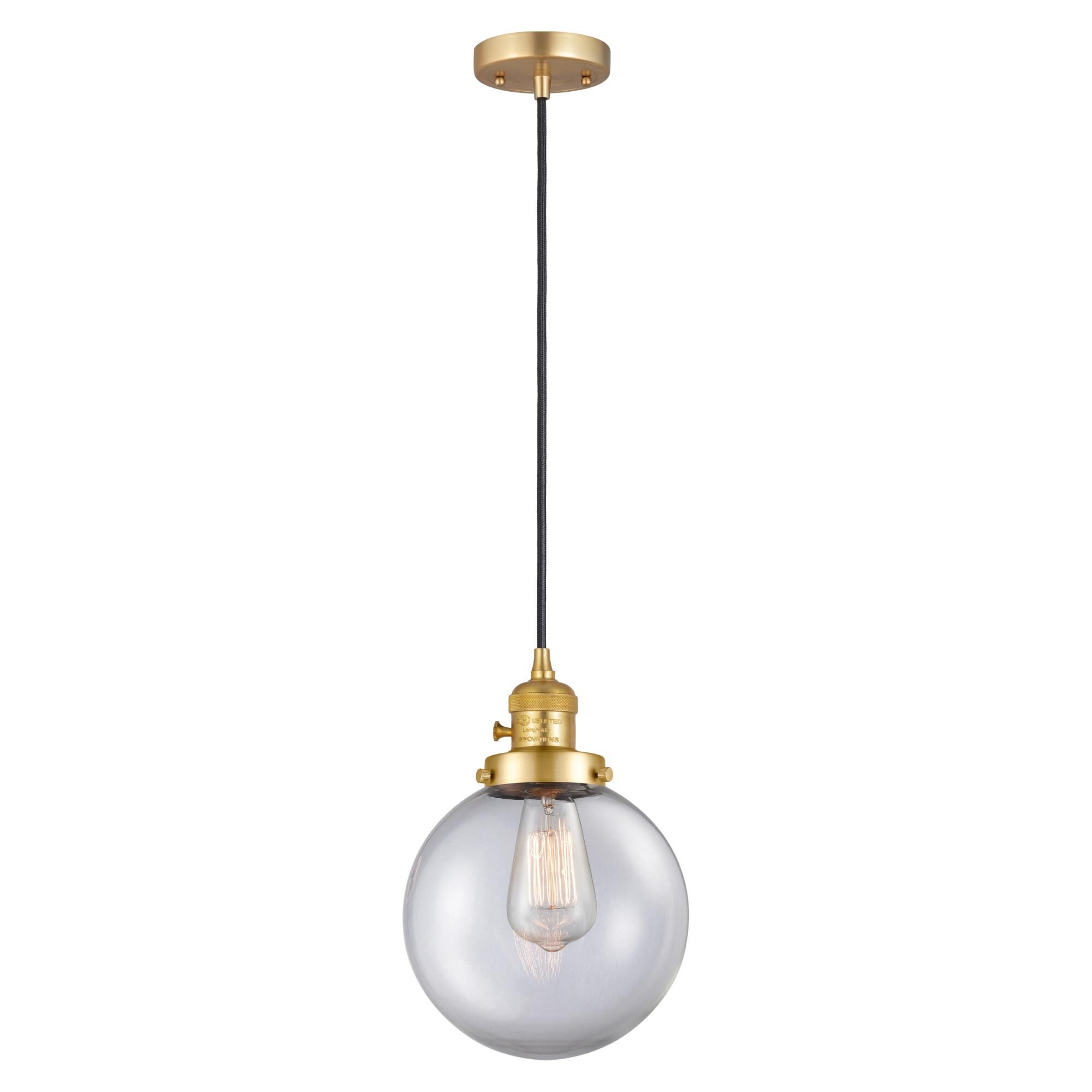 Shown in Satin Gold finish and Clear glass