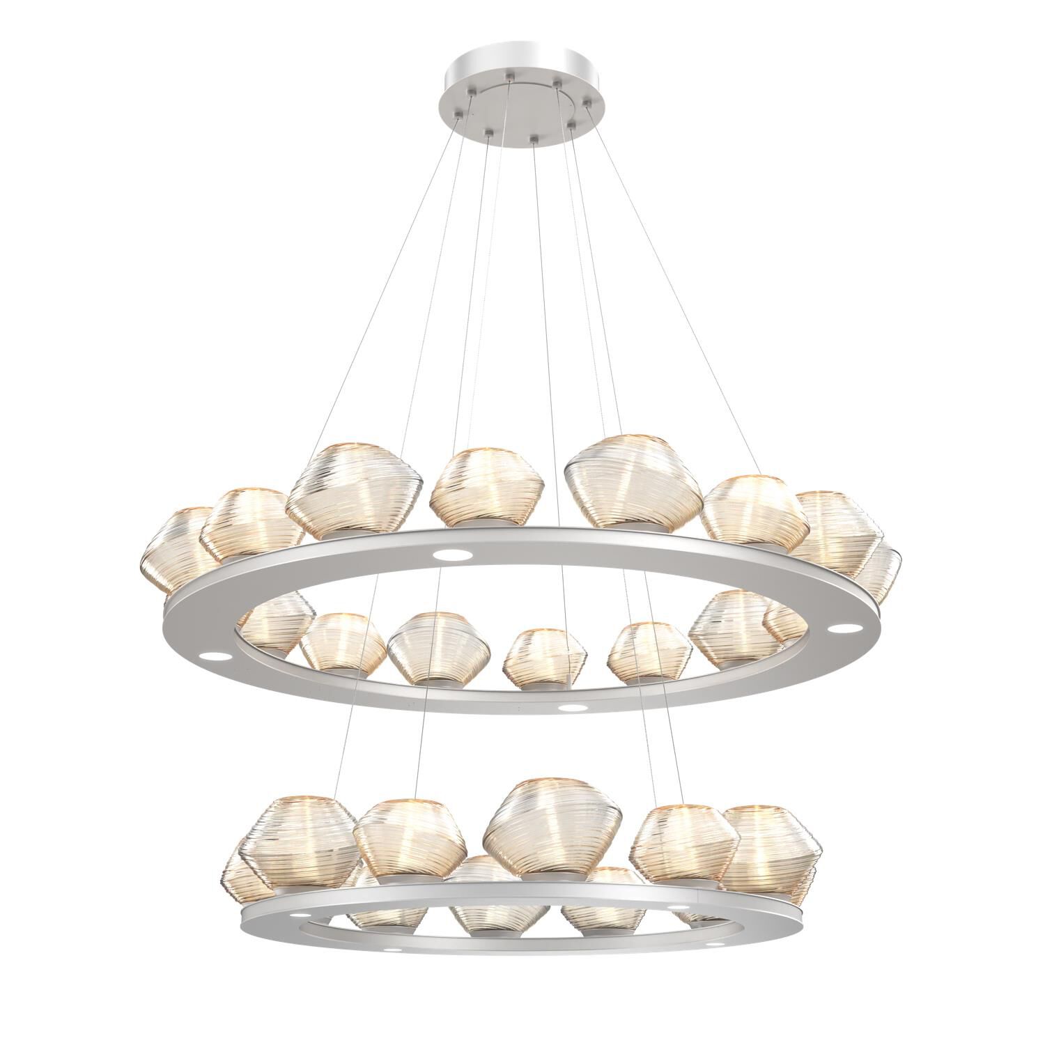 Shown in Beige Silver finish and Amber Blown glass