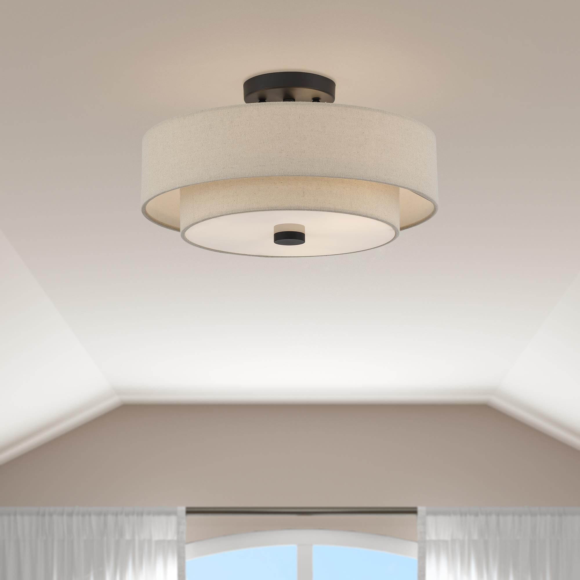 Shown in Bronze finish and Hand Crafted Parchment Color Hardback Fabric shade