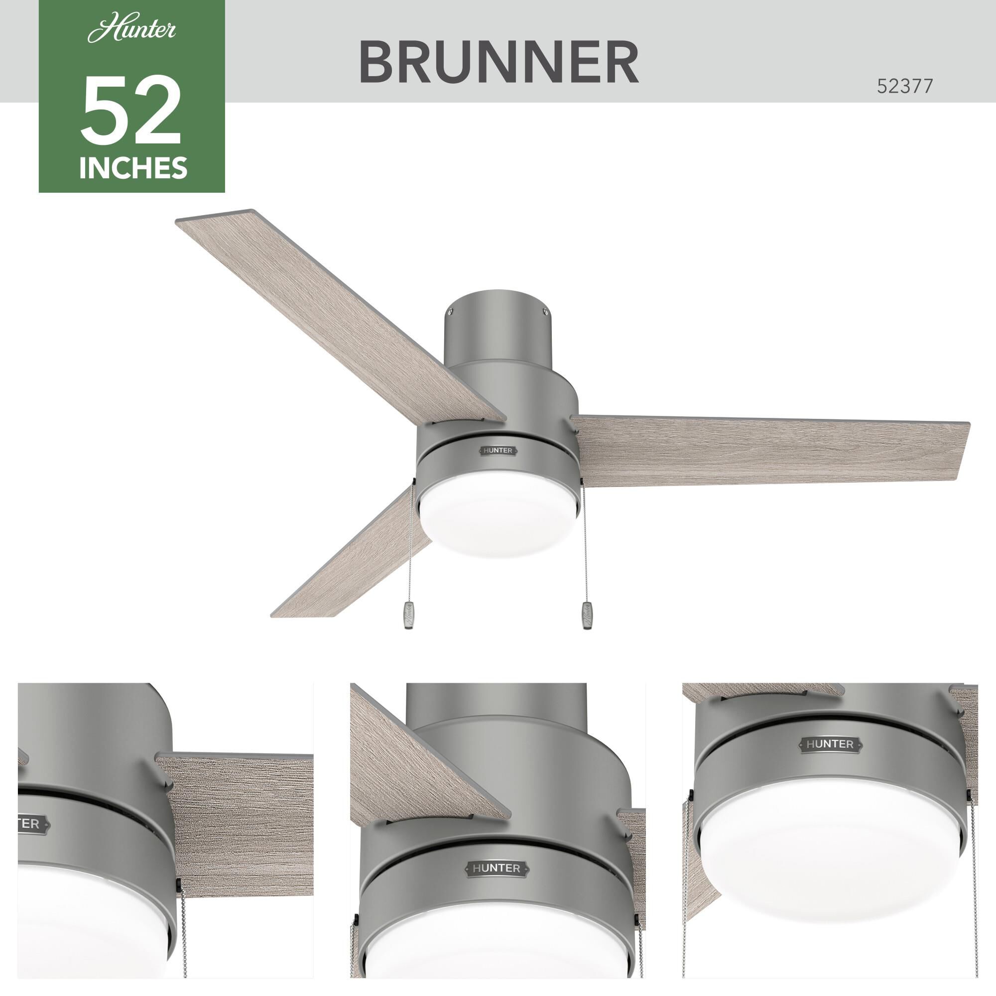 Brunner 52 Inch Ceiling Fan with Light Kit by Hunter Fan