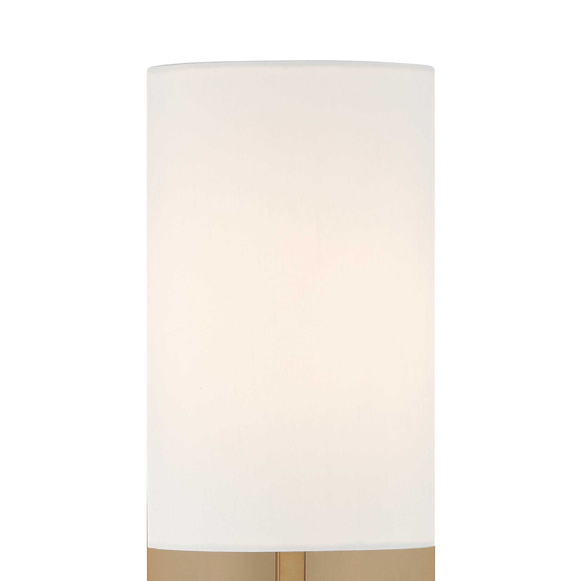 Shown in Aged Brass finish and Silk glass and White shade