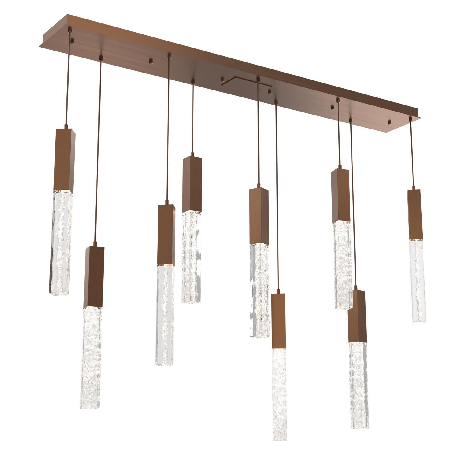 Shown in Burnished Brass finish and Clear Cast glass