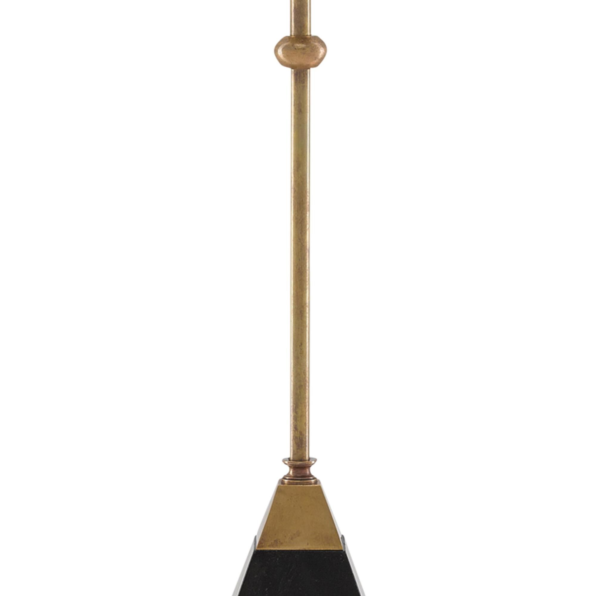 Shown in Vintage Brass/Black finish and Included shade