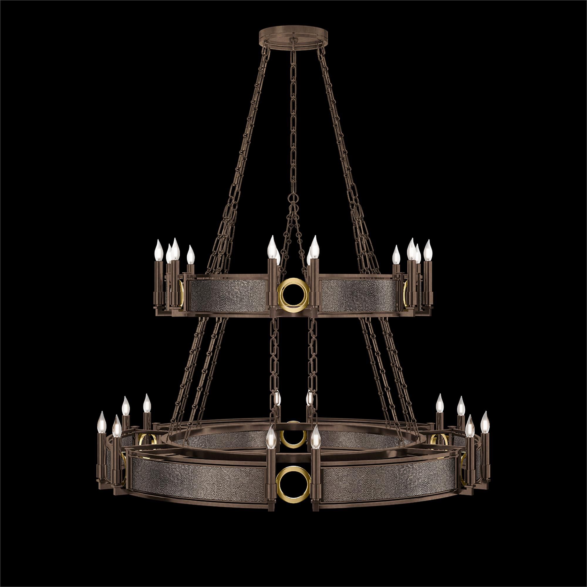 Shown in Bronze and Brass  finish and Pebble accent