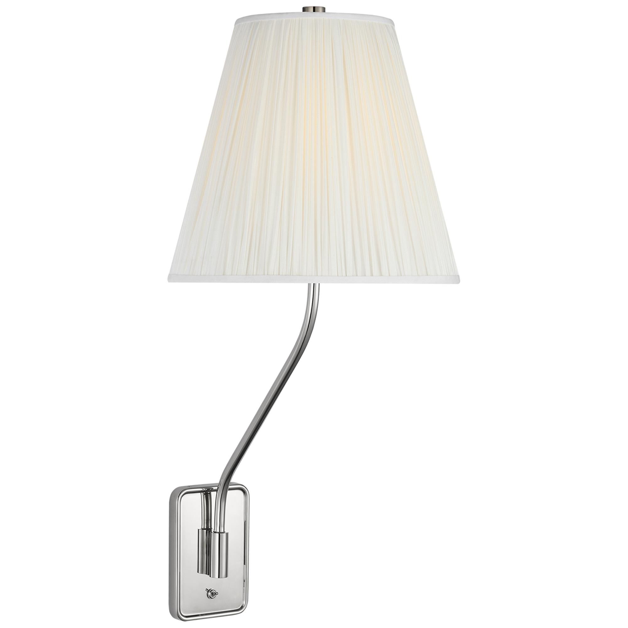 Shown in Polished Nickel finish and Silk Pleated shade